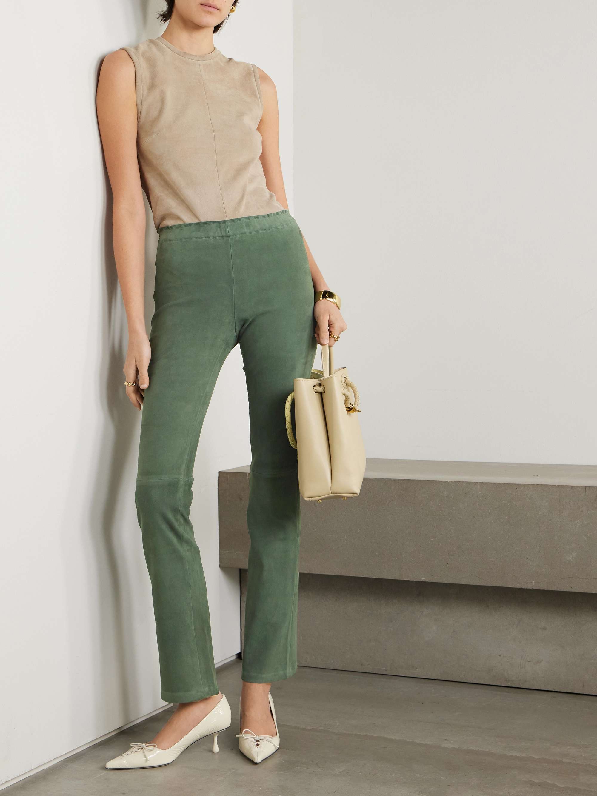 JP paneled suede flared pants view