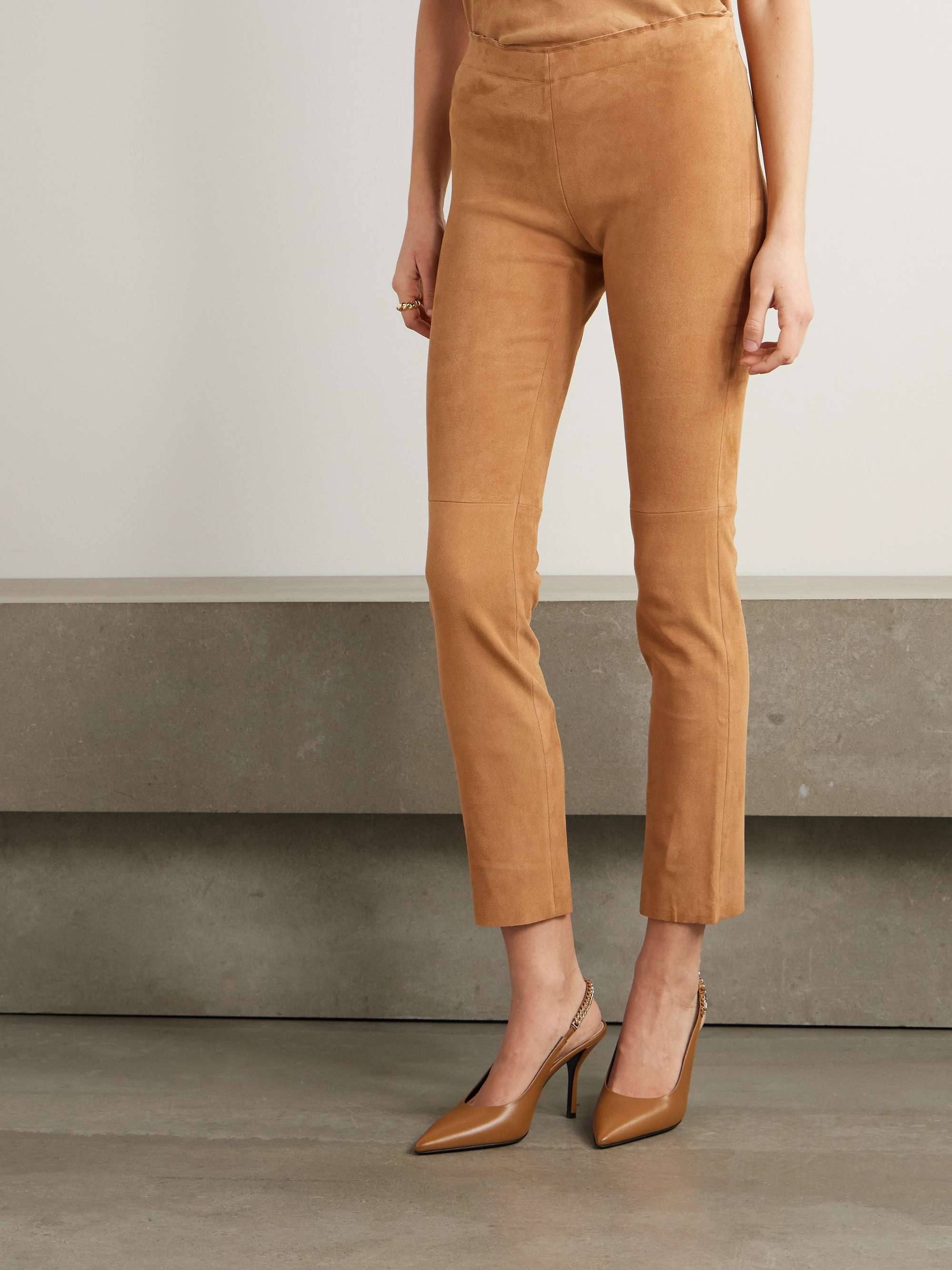 Jacky cropped stretch-suede leggings view