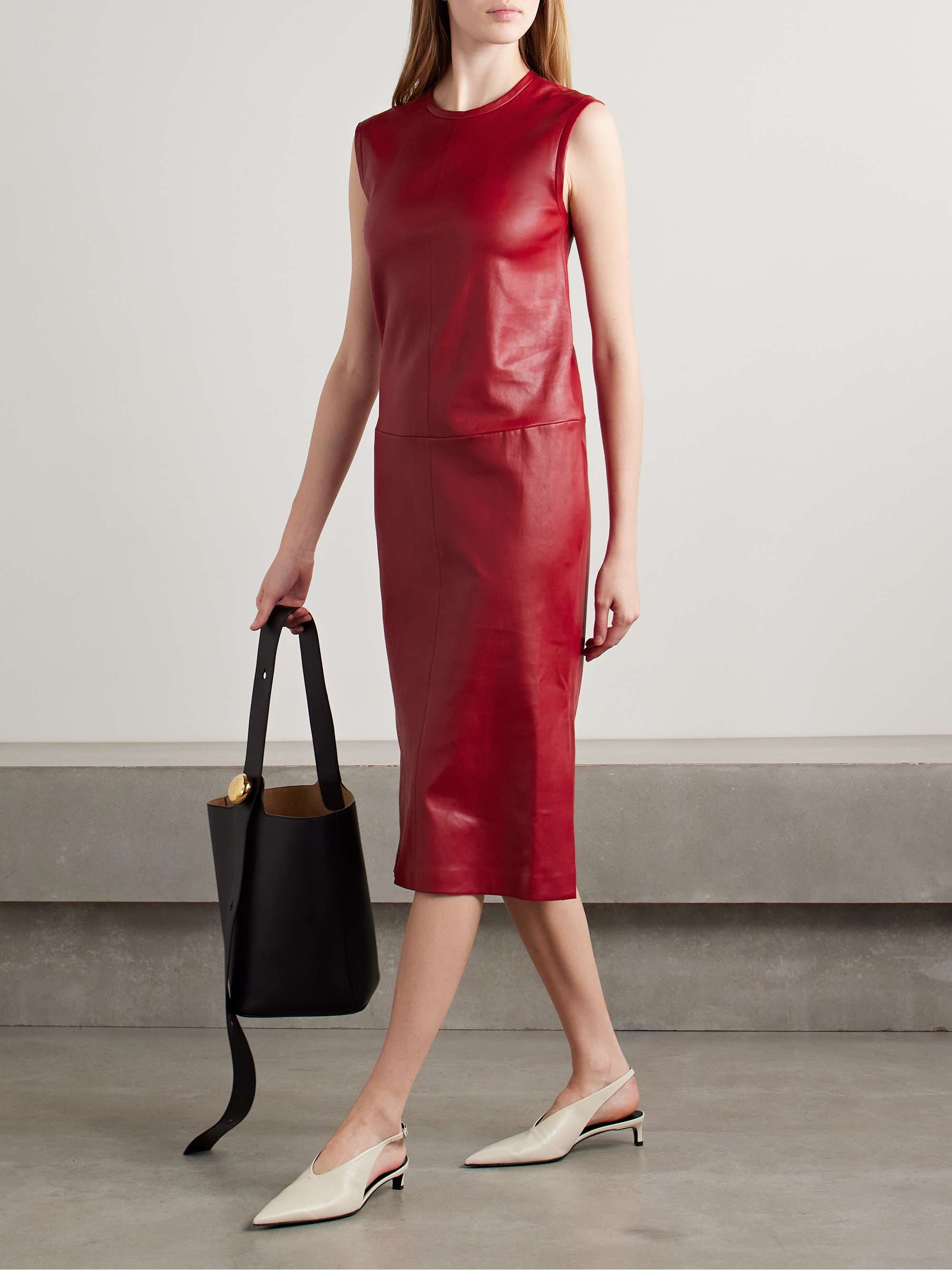 Caro paneled leather midi dress view