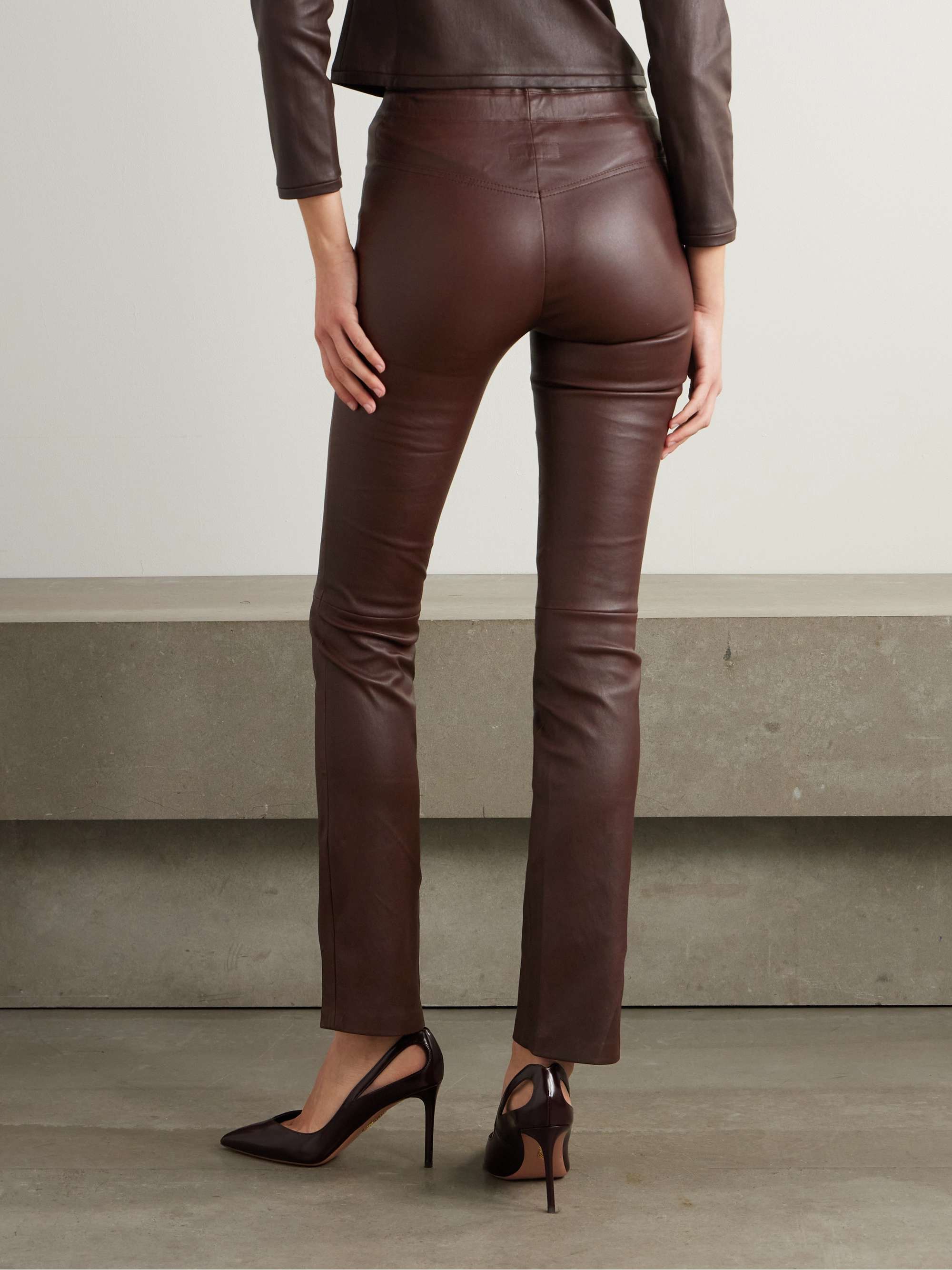 JP paneled leather flared pants view