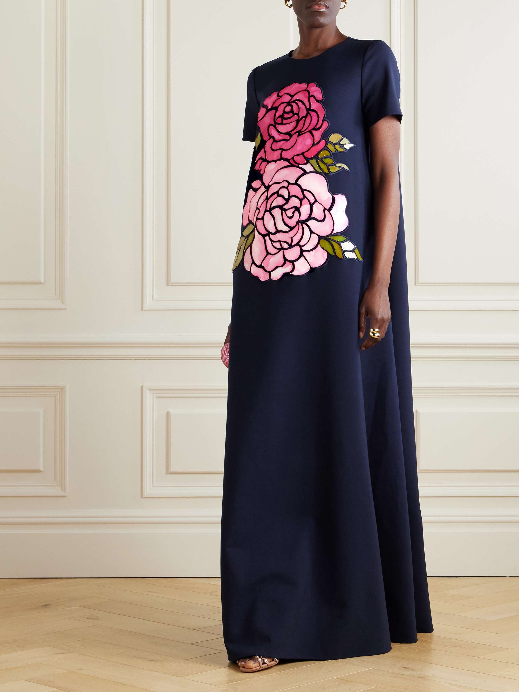 Appliquéd wool-blend gown view