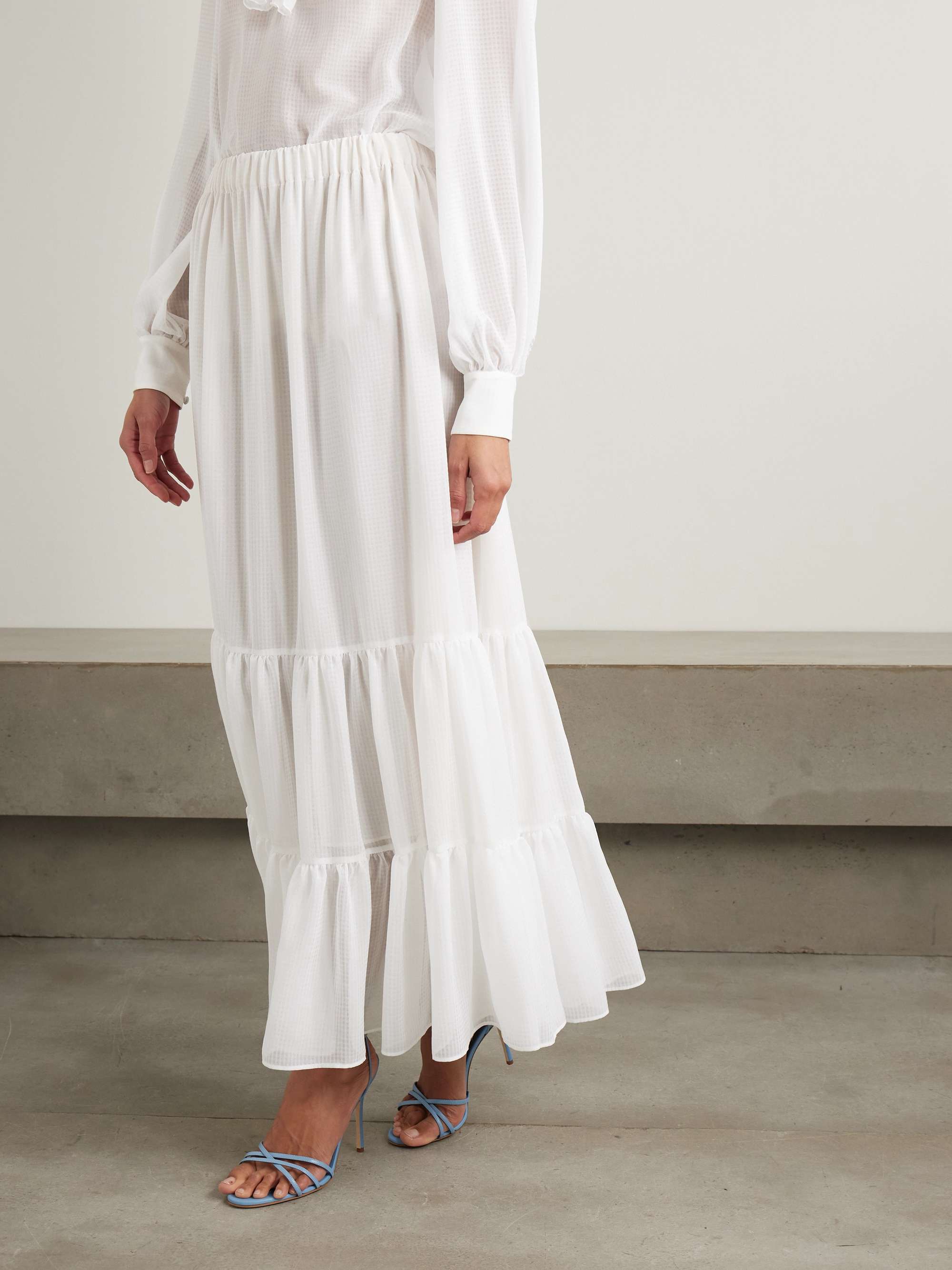 Tiered jacquard maxi skirt view