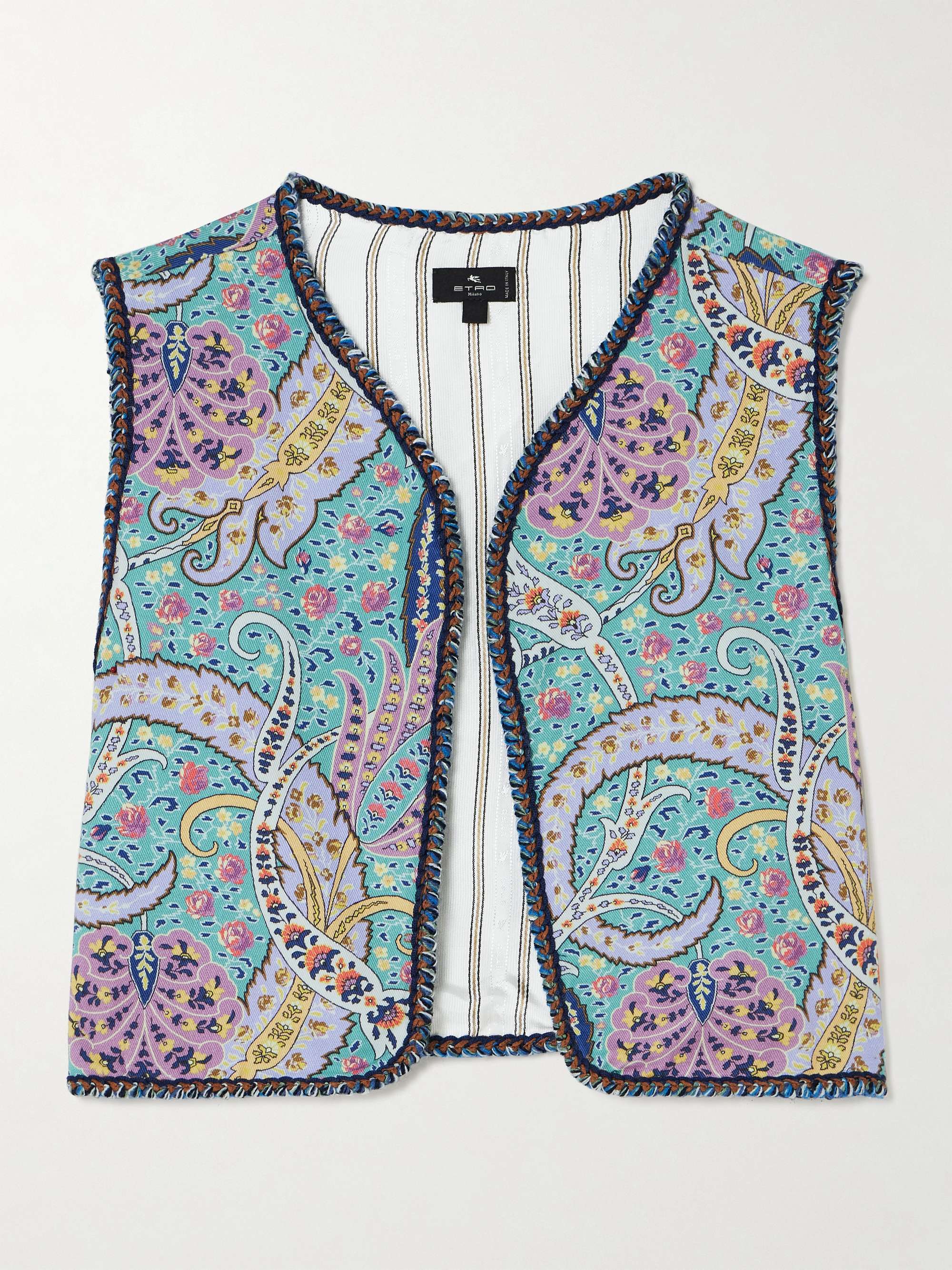 Cropped embroidered denim vest view