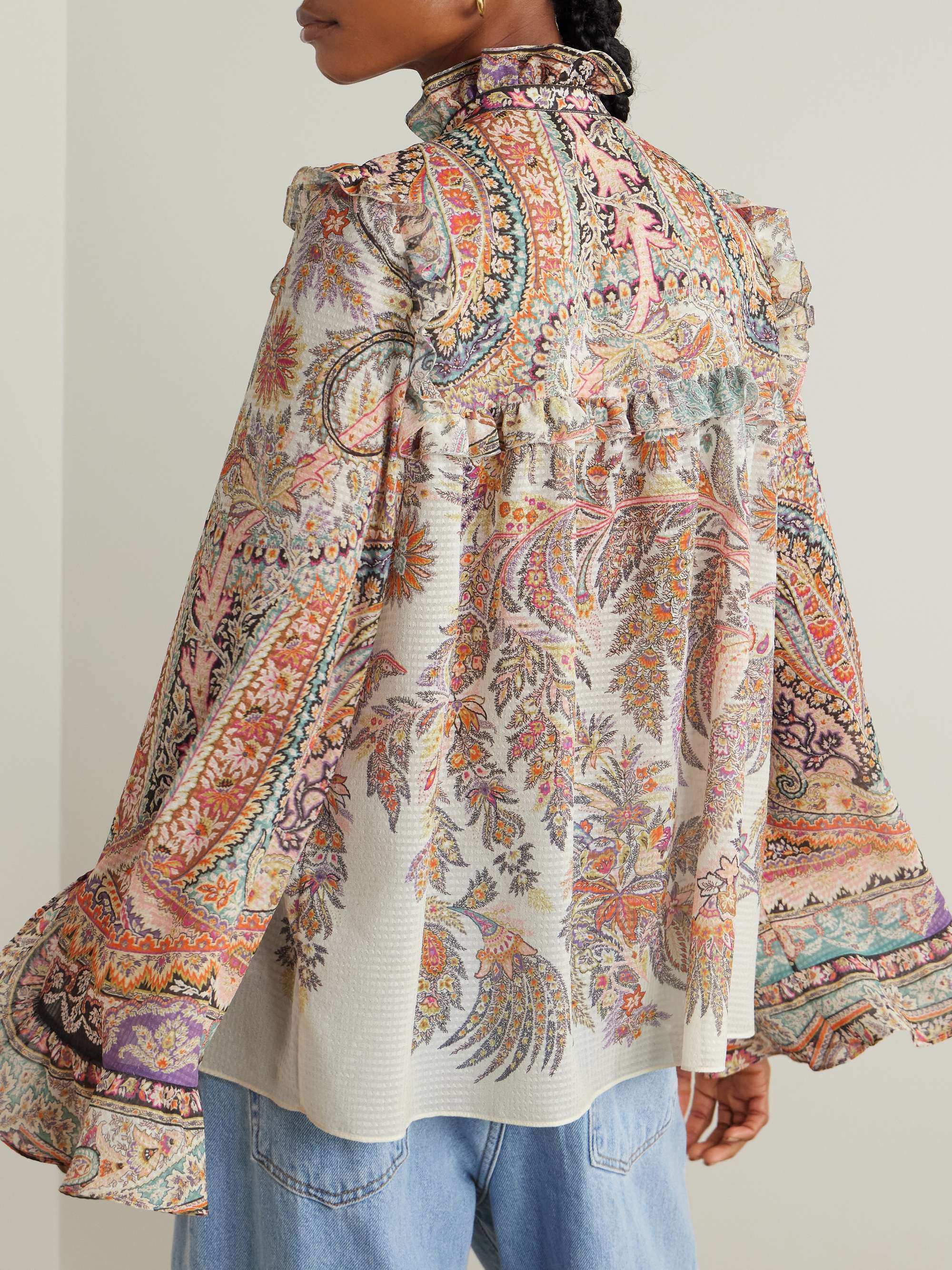 Paisley-print ruffled jacquard blouse view