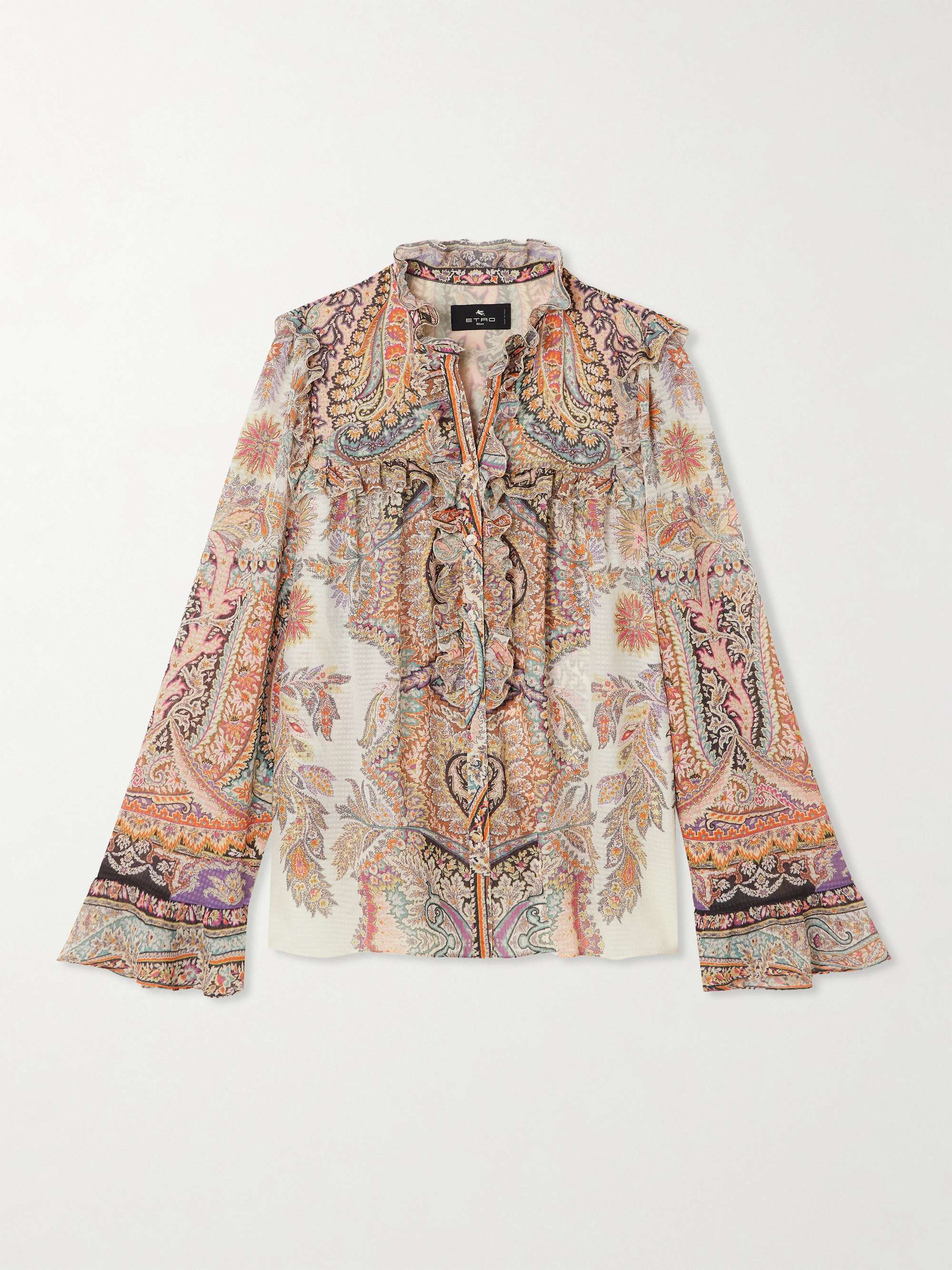 Paisley-print ruffled jacquard blouse view