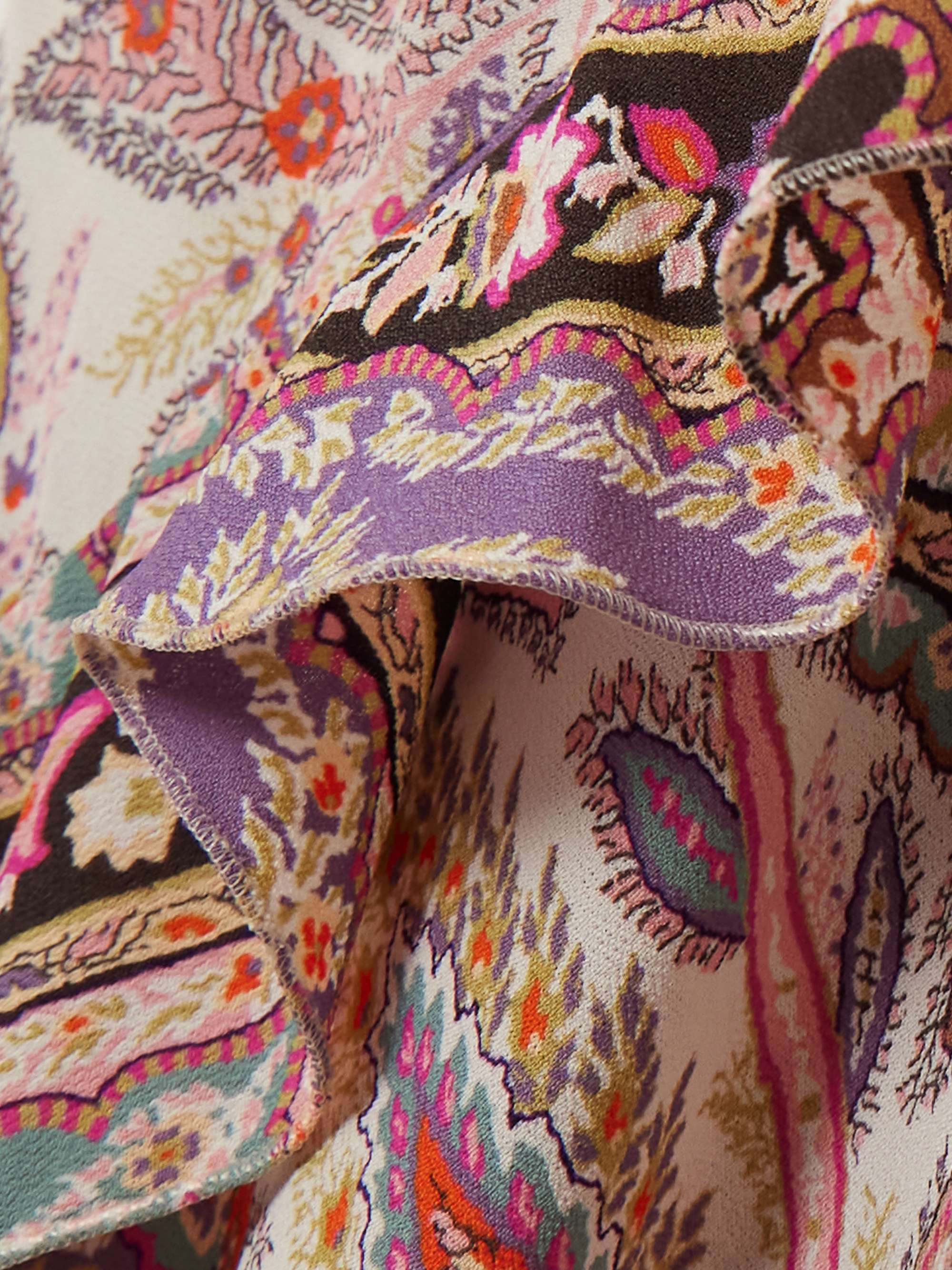 Ruffled printed georgette midi dress view