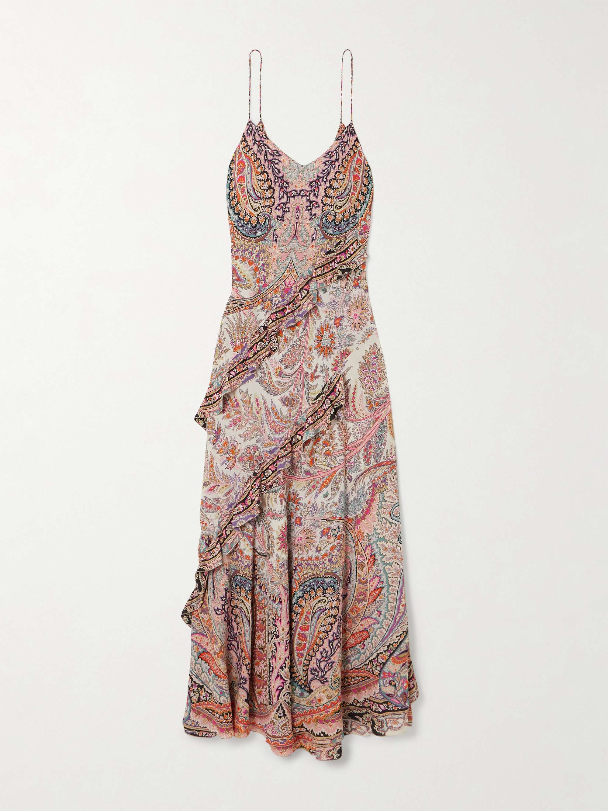 Ruffled printed georgette midi dress view
