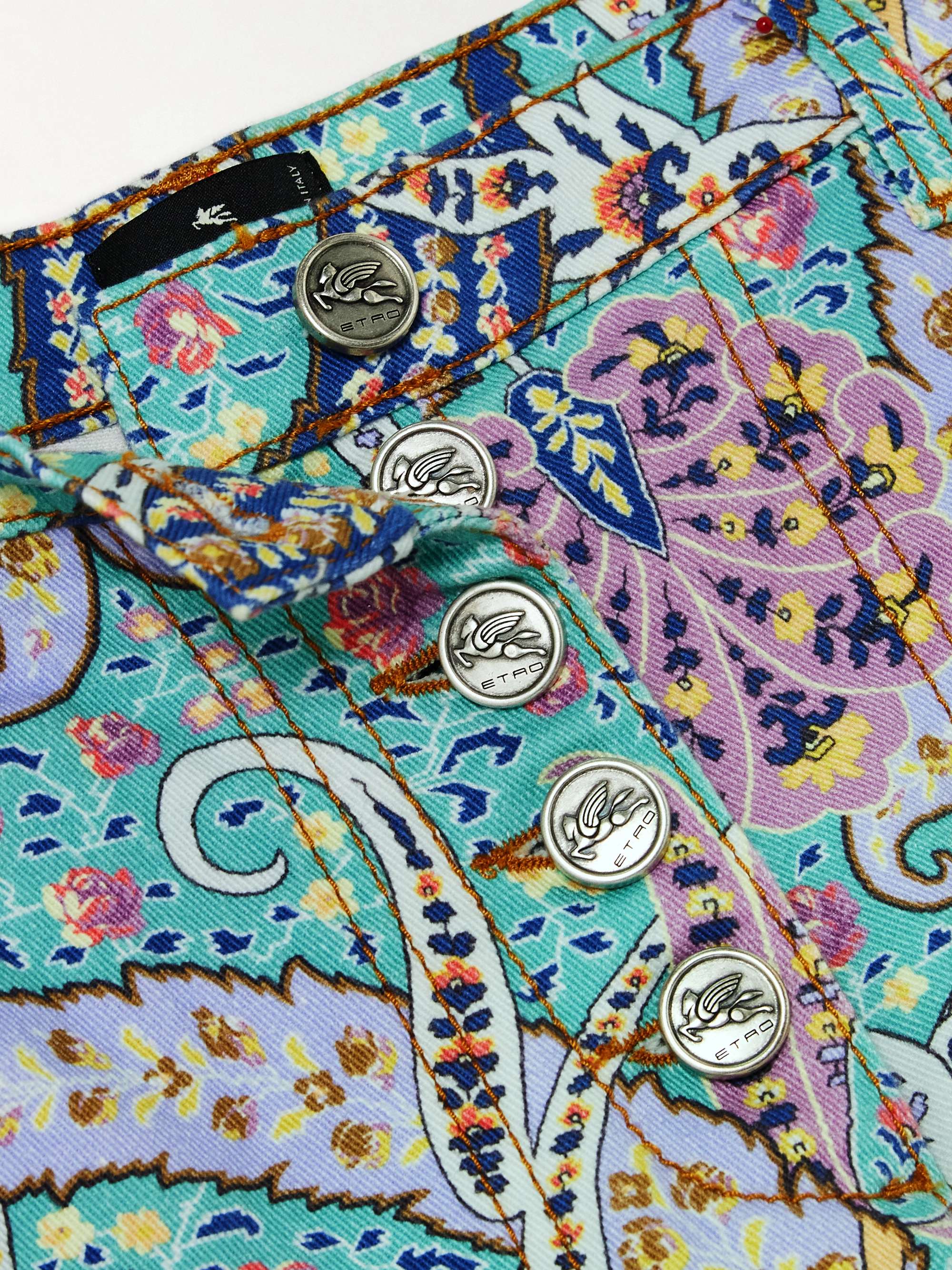 Paisley-print high-rise wide-leg jeans view