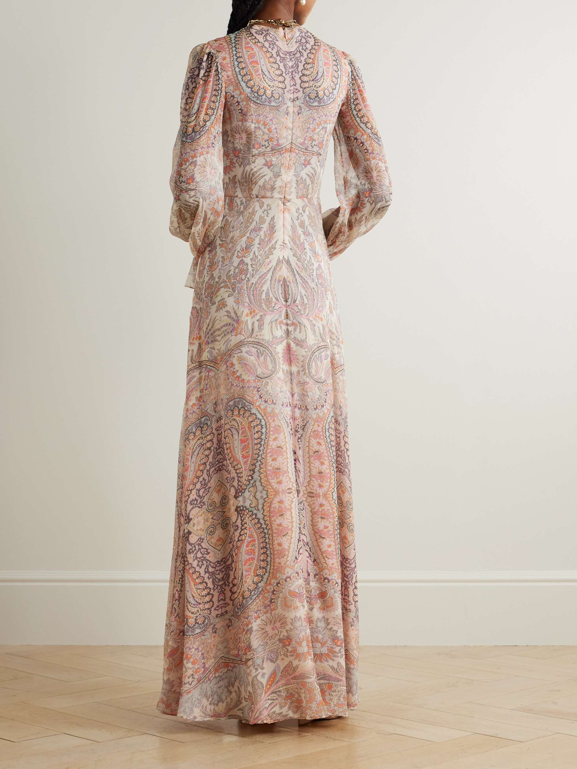 Twist-front paisley-print silk-crepon maxi dress view