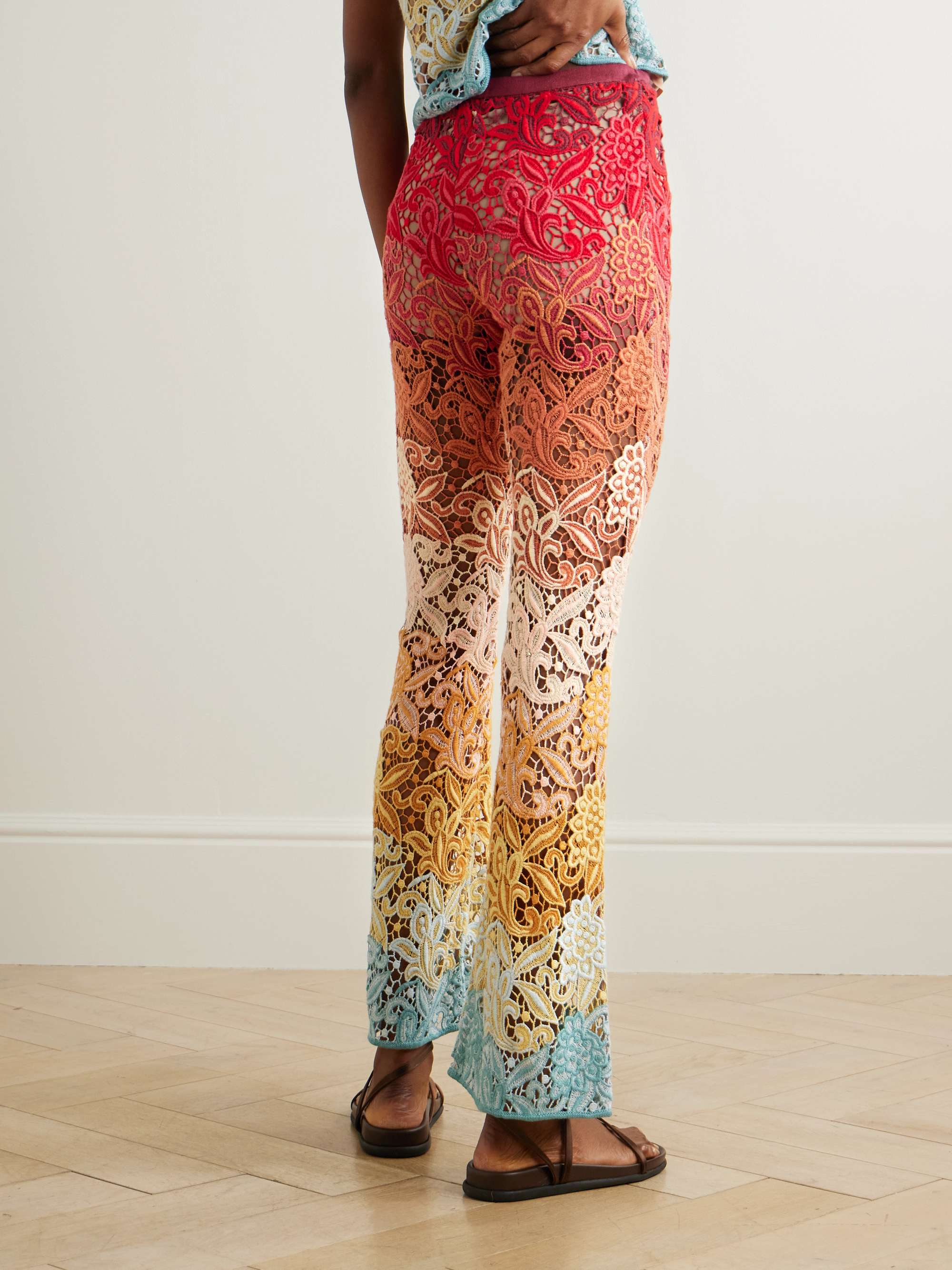 Macramé flared pants view