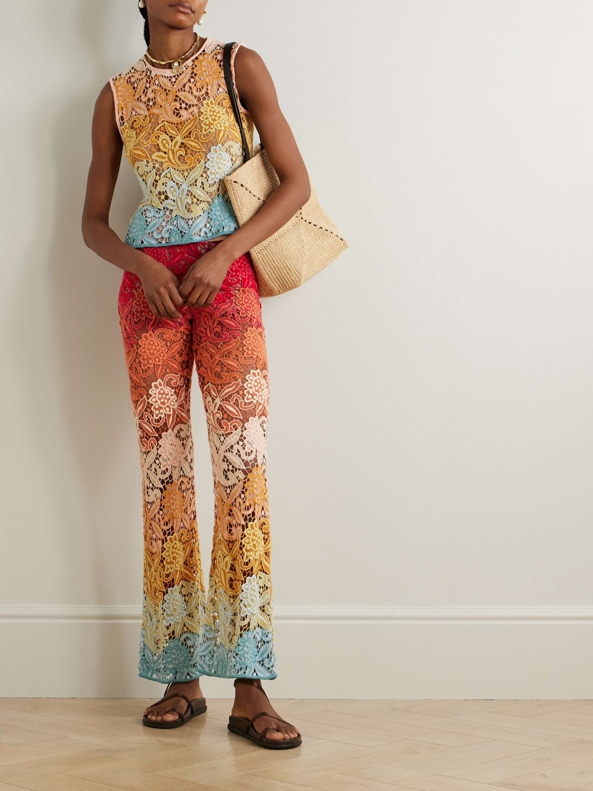 Macramé flared pants view