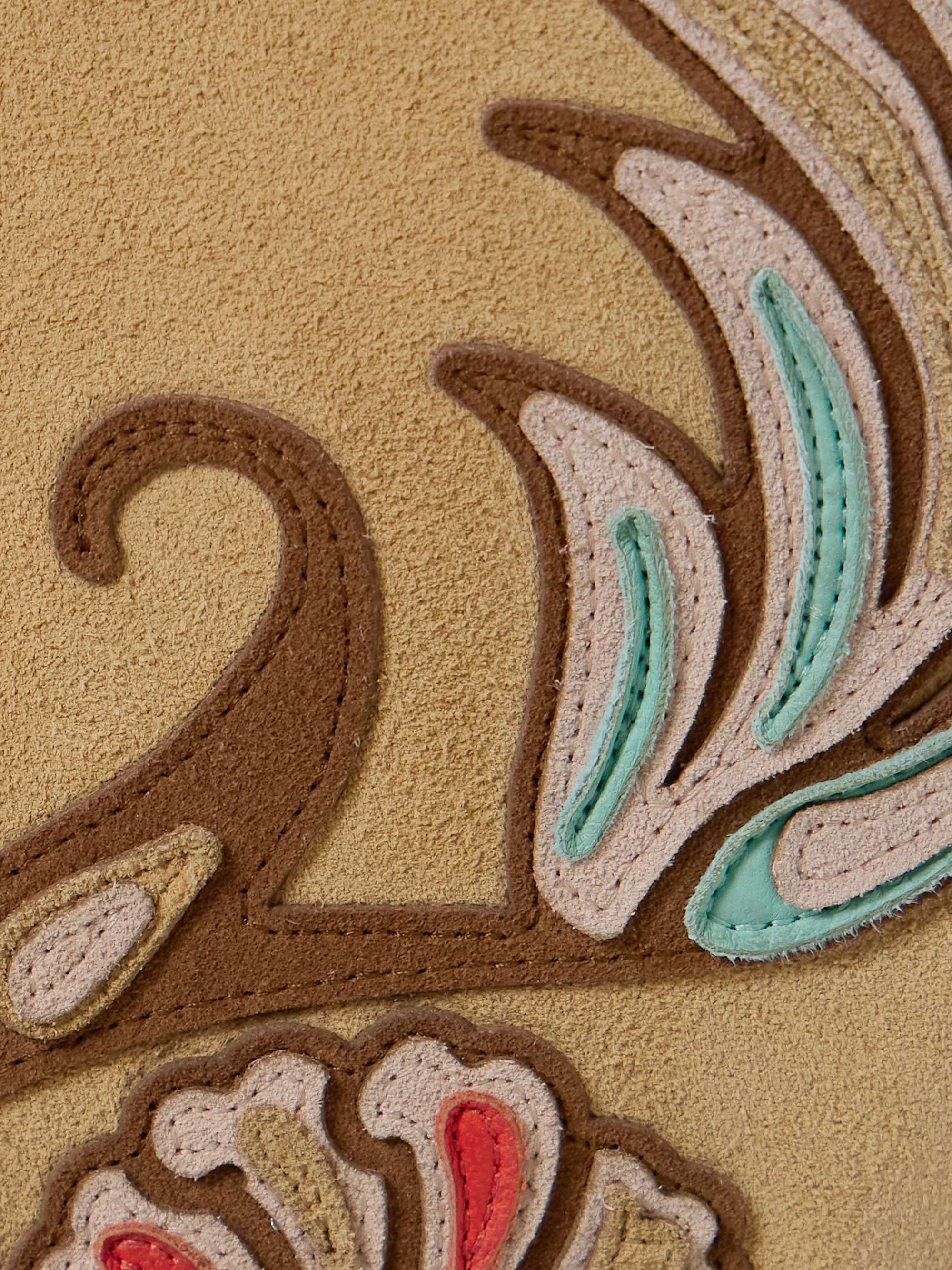 Appliquéd suede shorts view