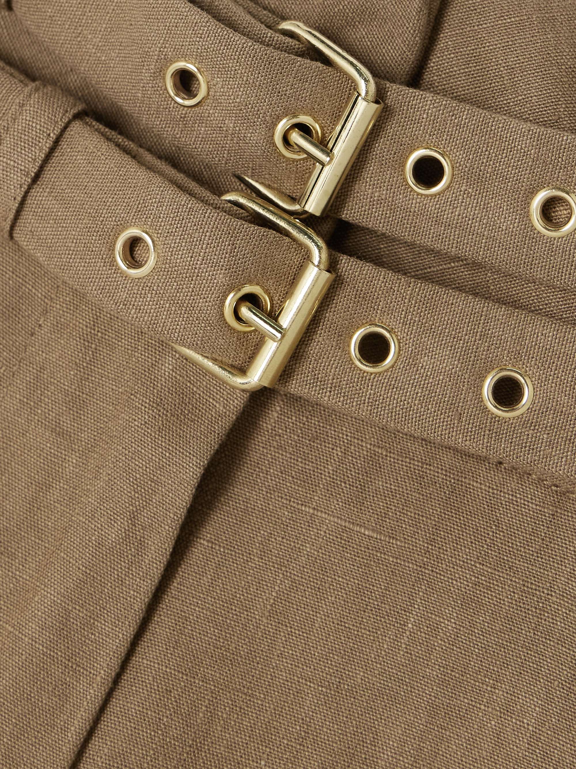 Aqiva belted pleated linen shorts view