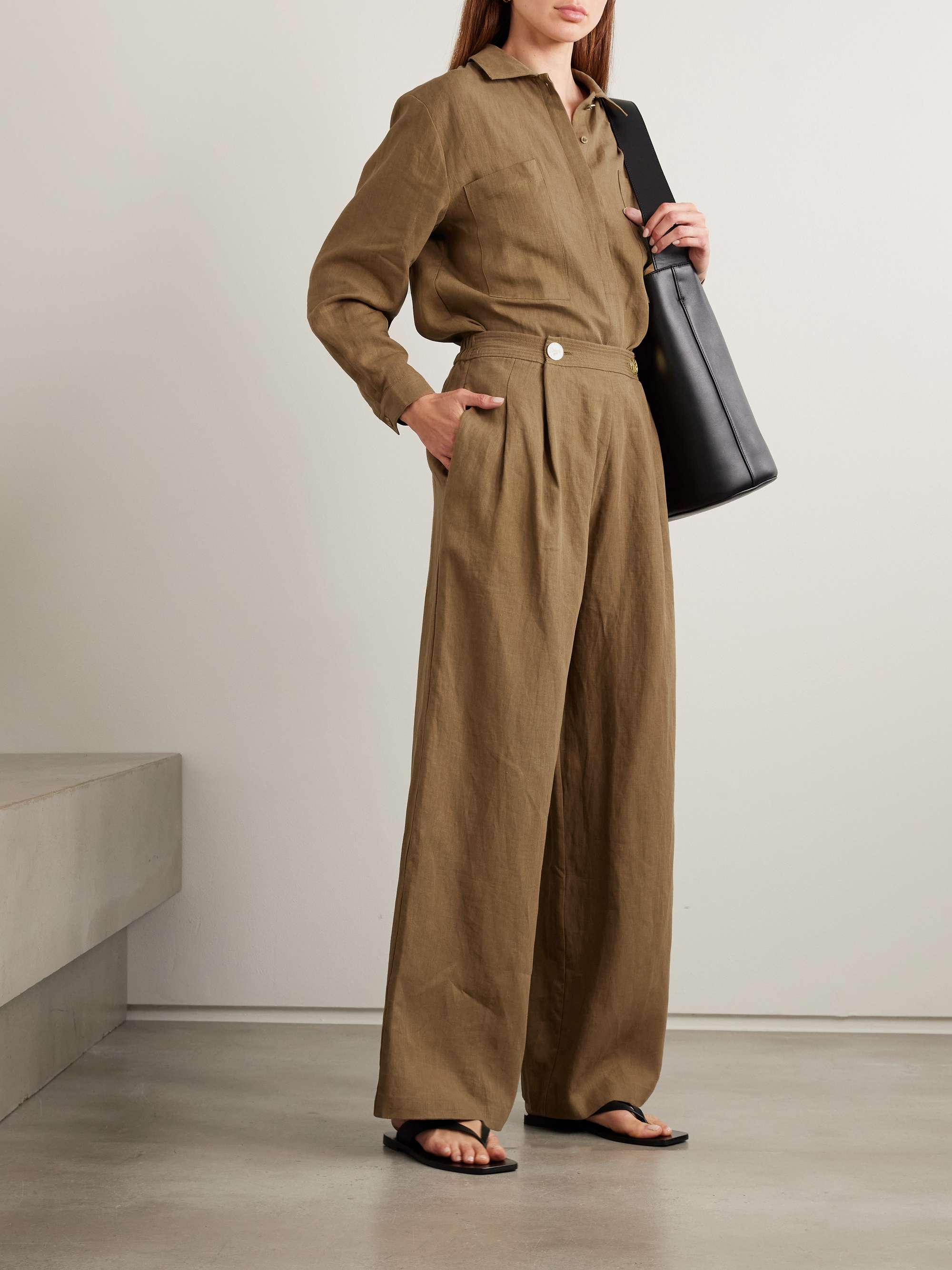 Minuf pleated linen wide-leg pants view