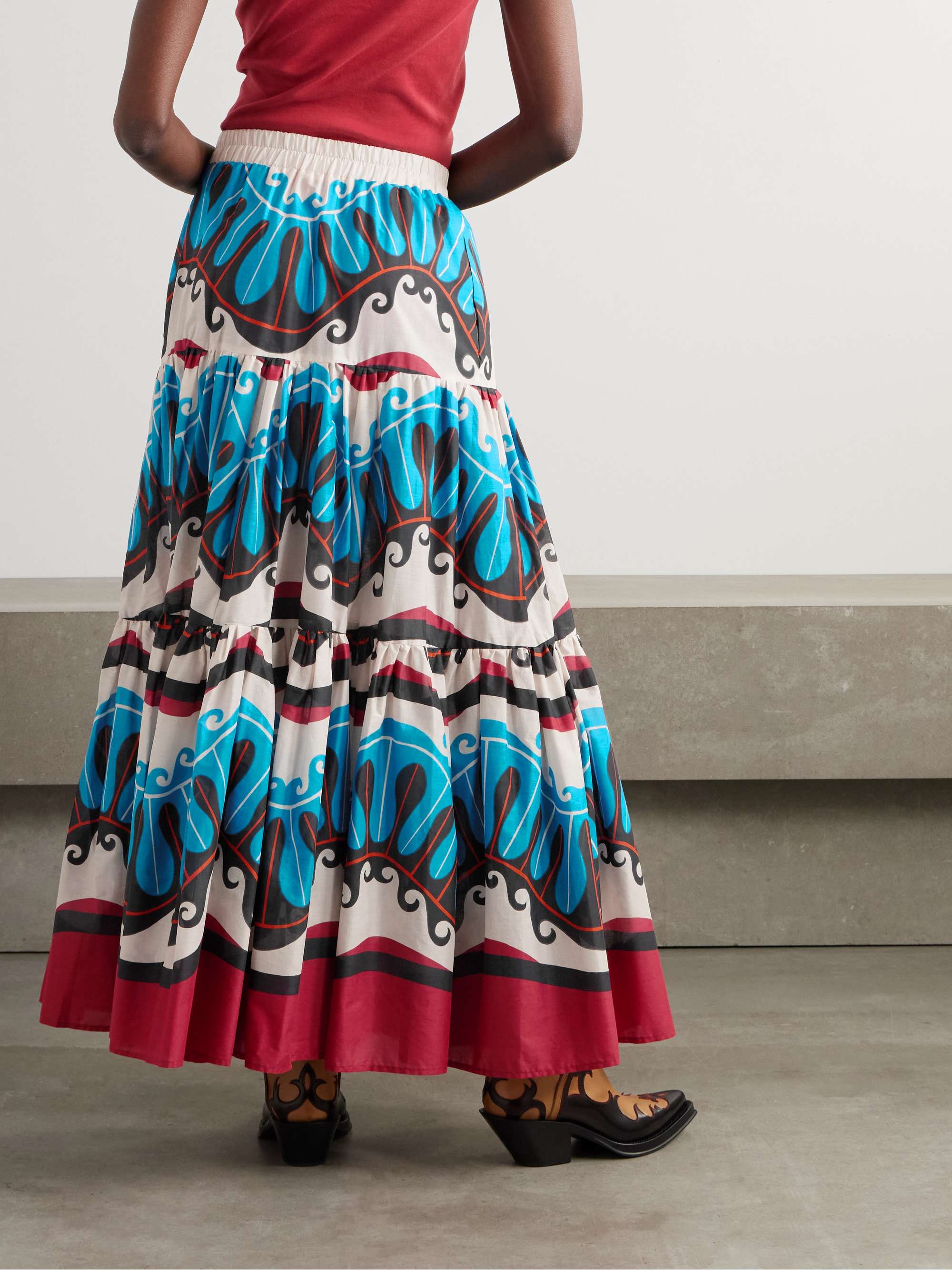 + MOTHER printed cotton maxi skirt view