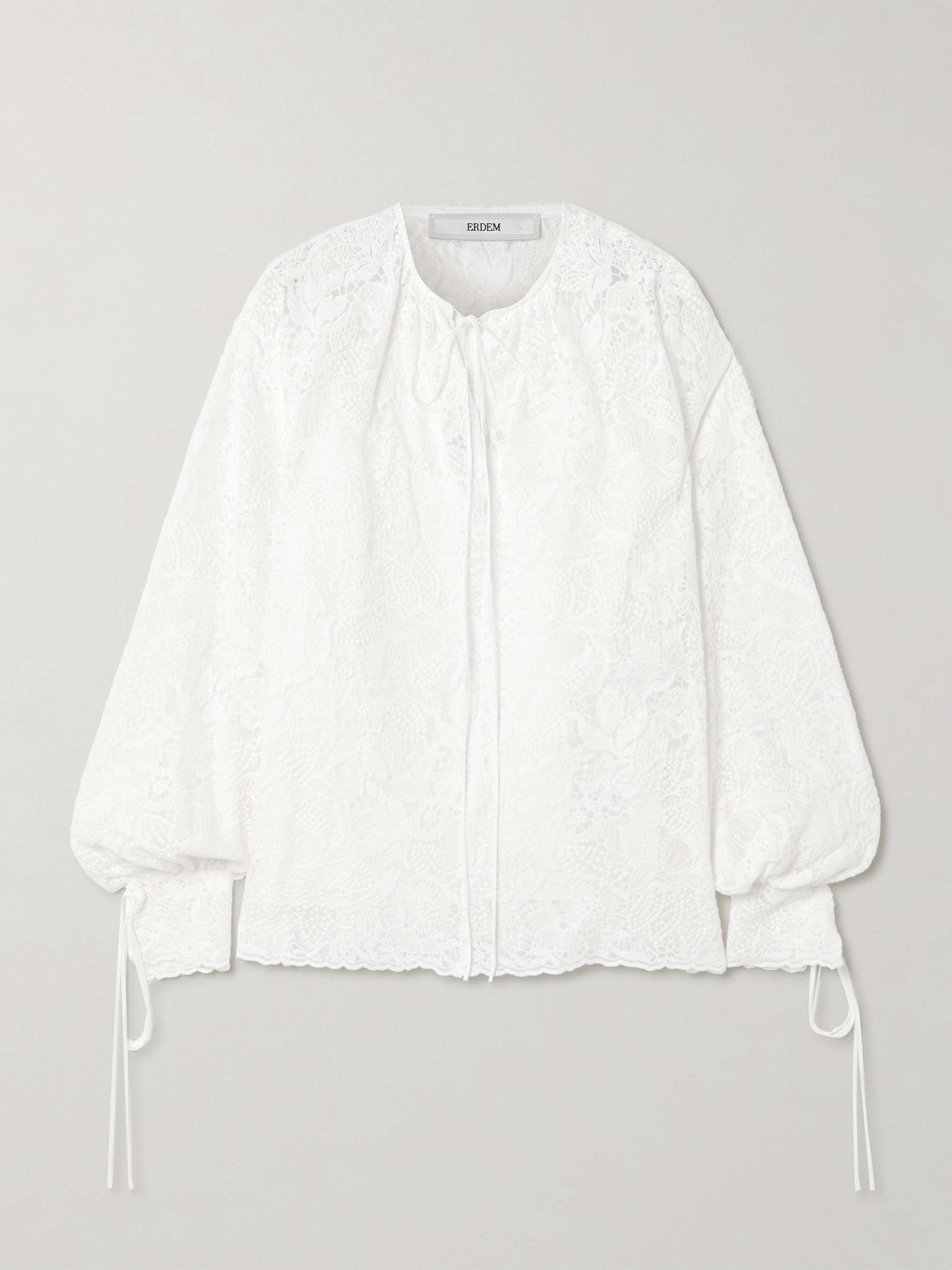 Tie-neck cotton-lace blouse view