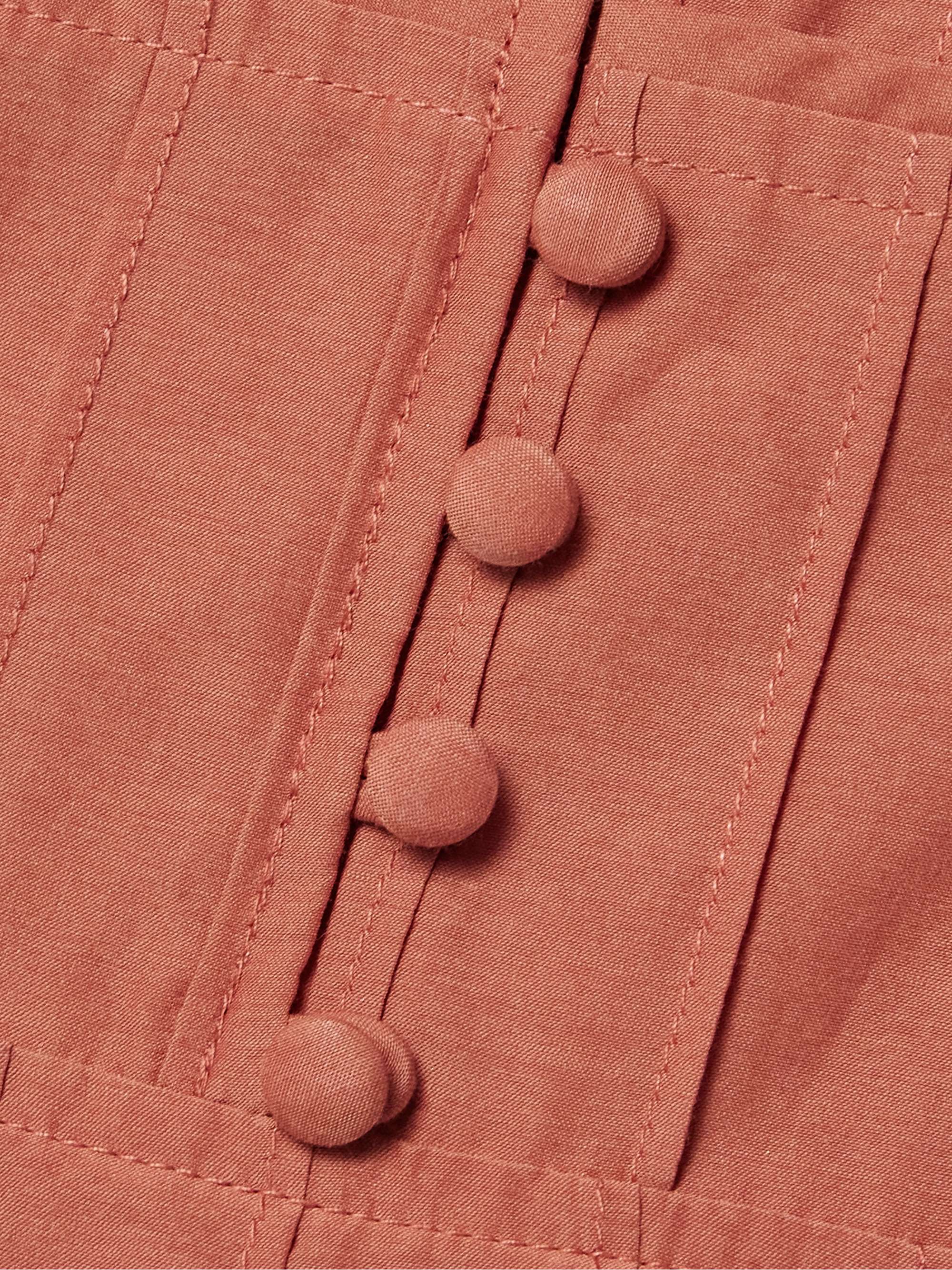 Pintucked cotton and silk-blend peplum tank view