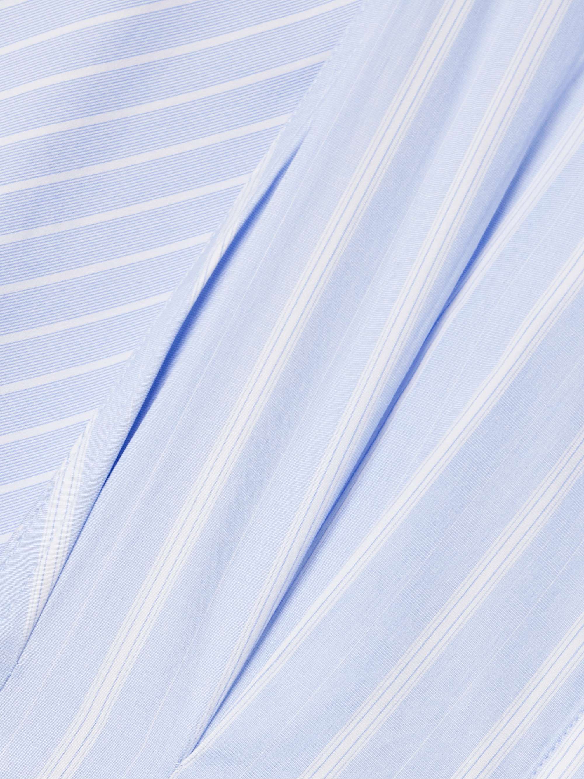 Belted pleated striped cotton-poplin midi shirt dress view