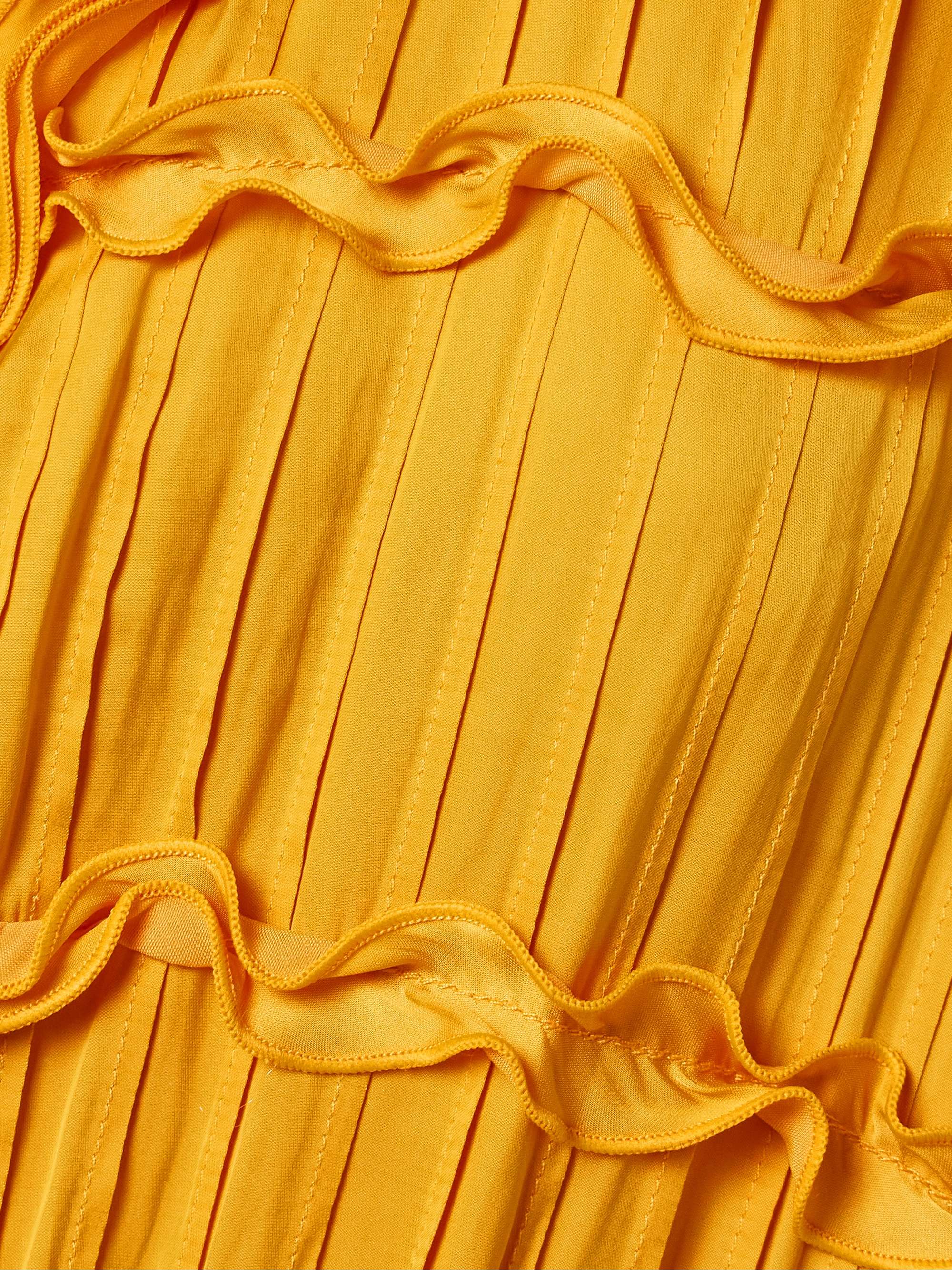 Pintucked ruffled satin midi dress view