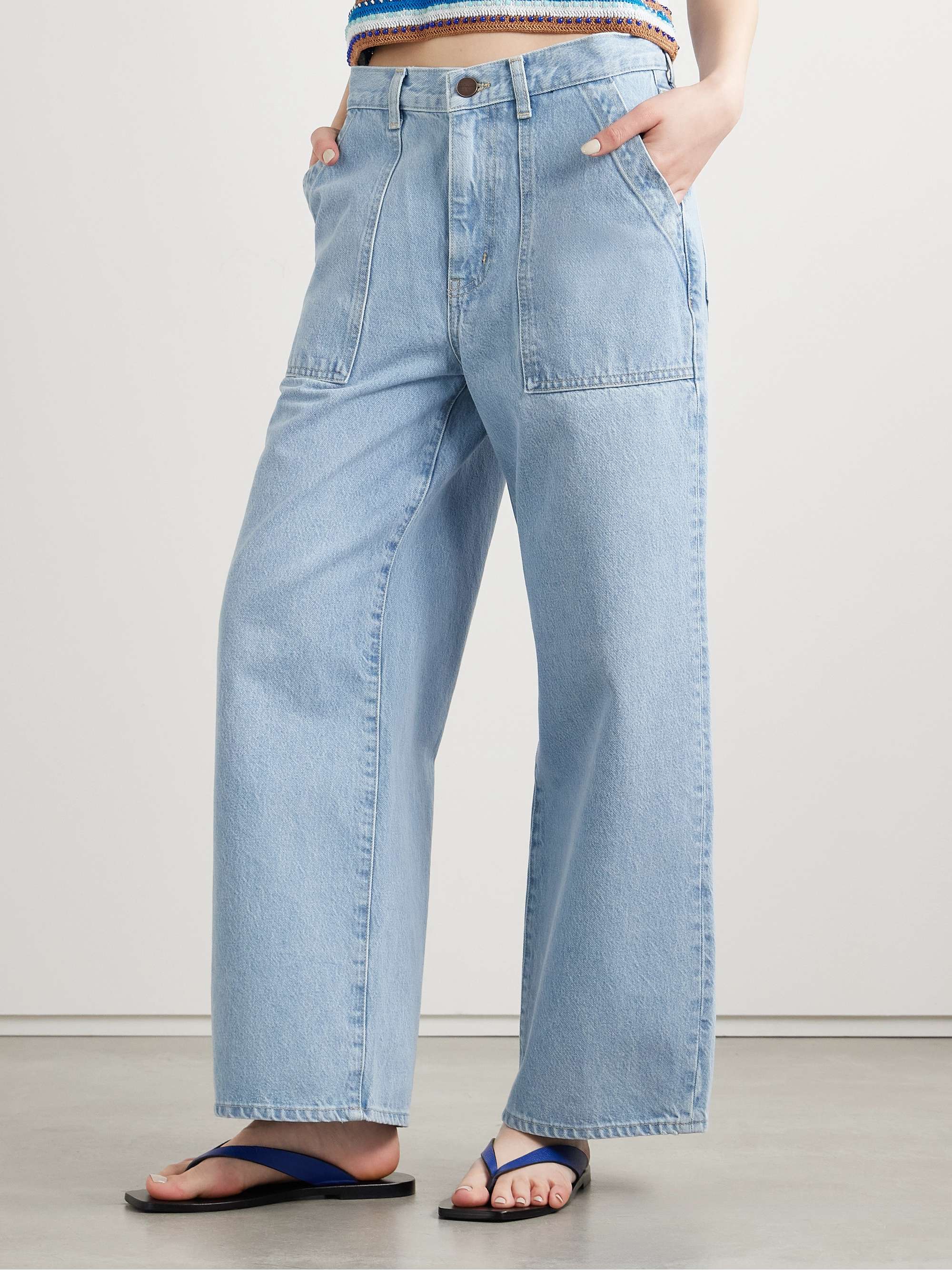 Izzie cropped high-rise organic wide-leg jeans view