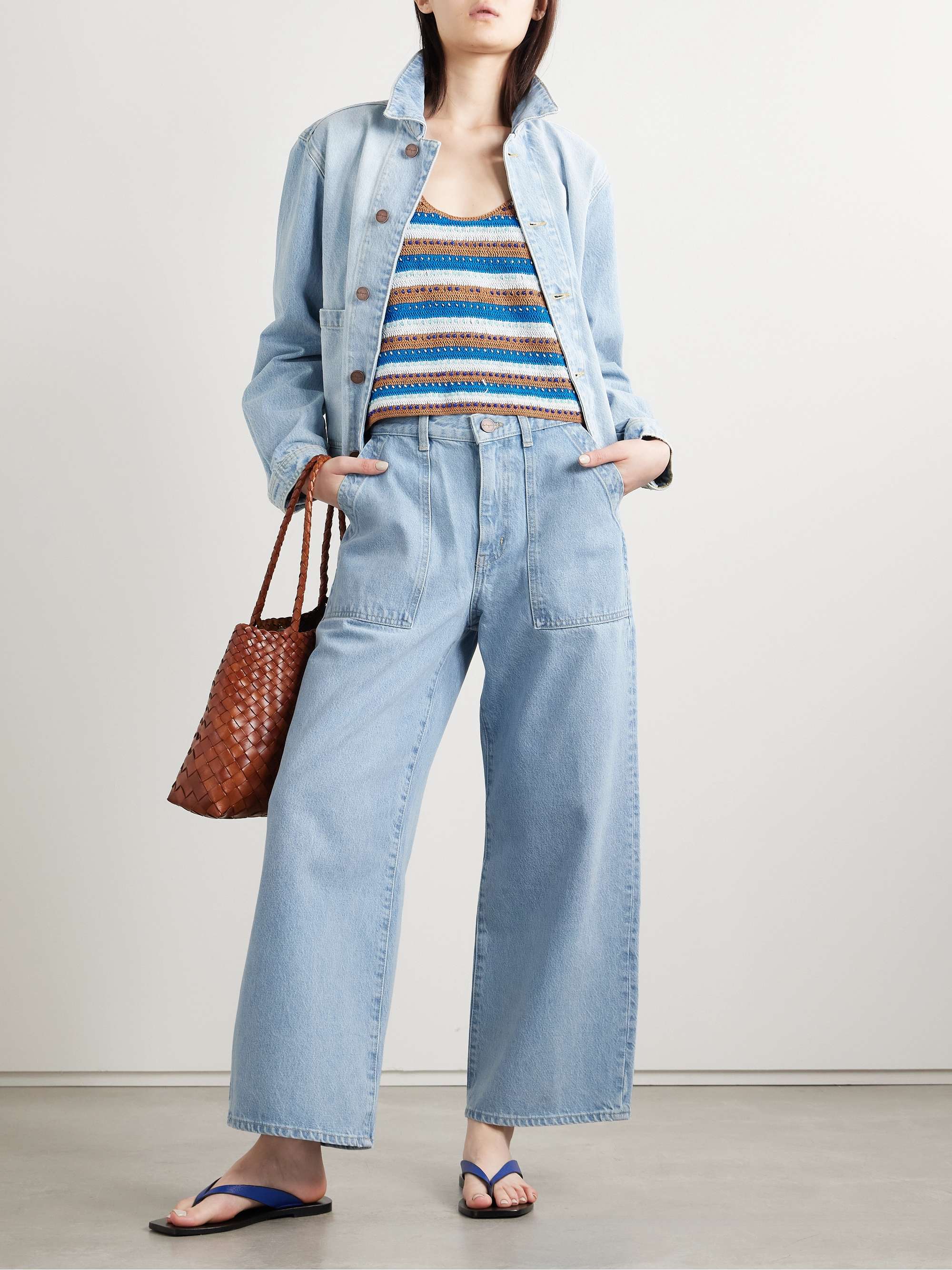 Izzie cropped high-rise organic wide-leg jeans view