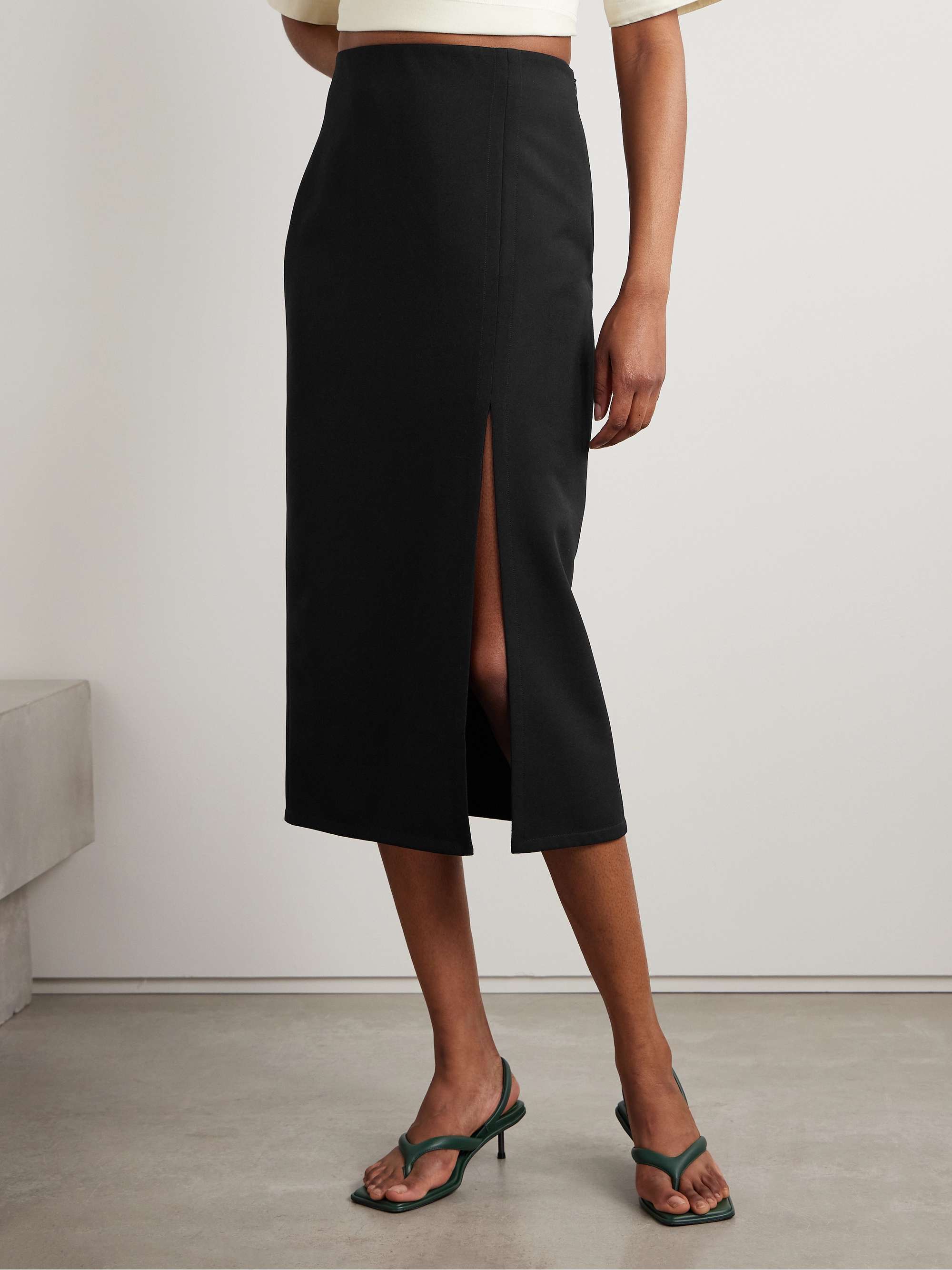 Colby stretch recycled-crepe midi skirt view