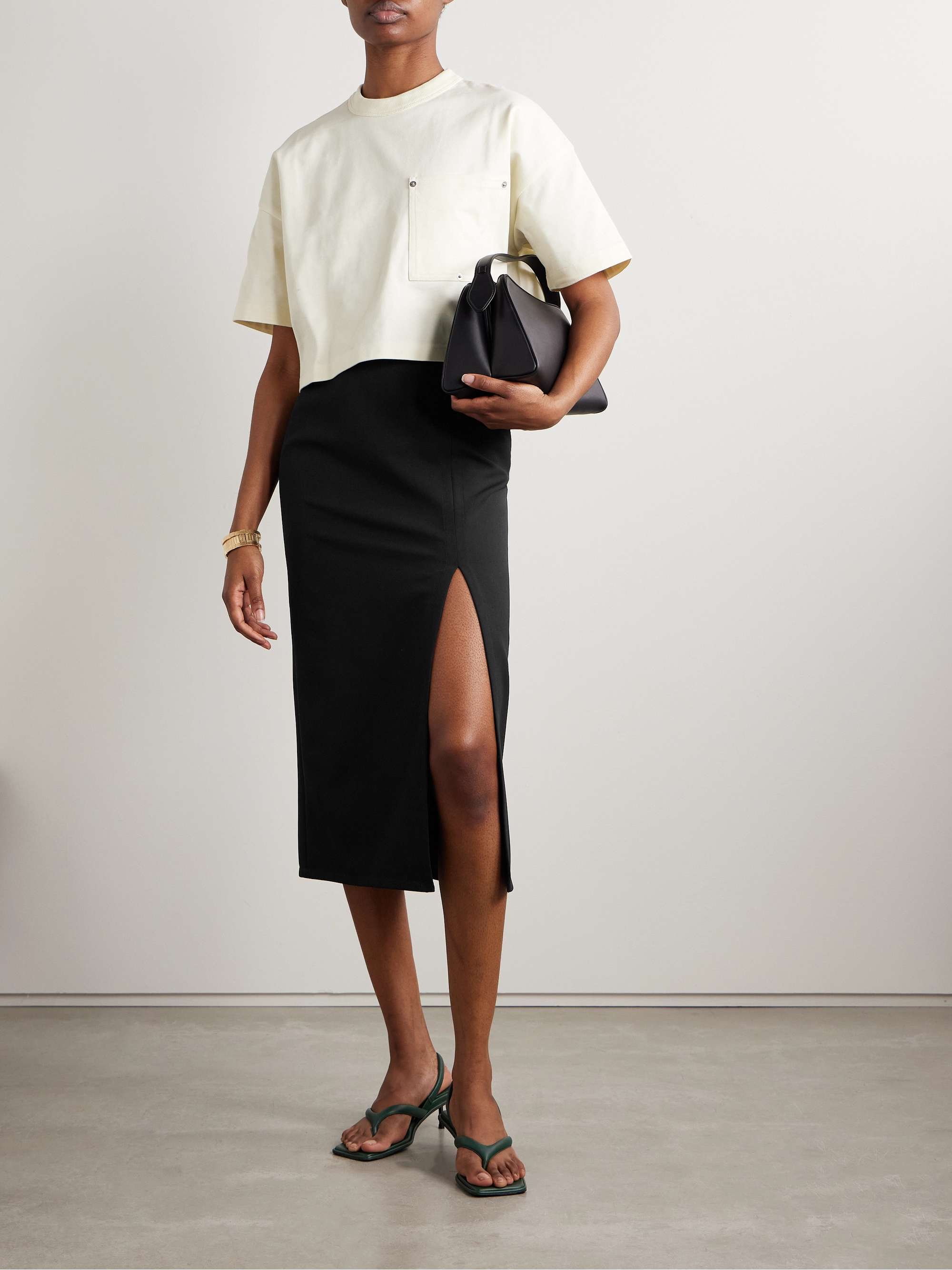 Colby stretch recycled-crepe midi skirt view