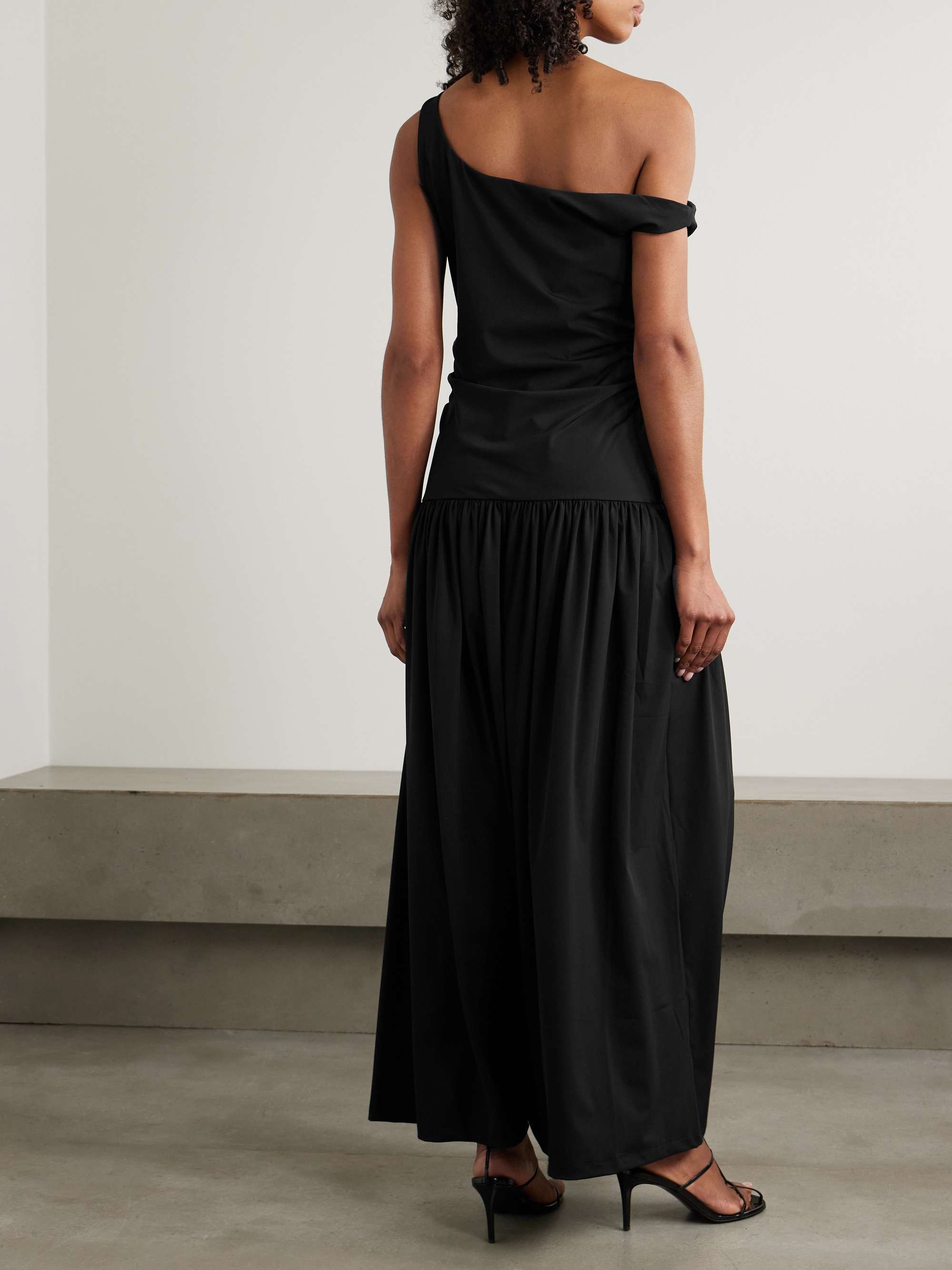 Off-the-shoulder ruched gathered stretch-jersey maxi dress view