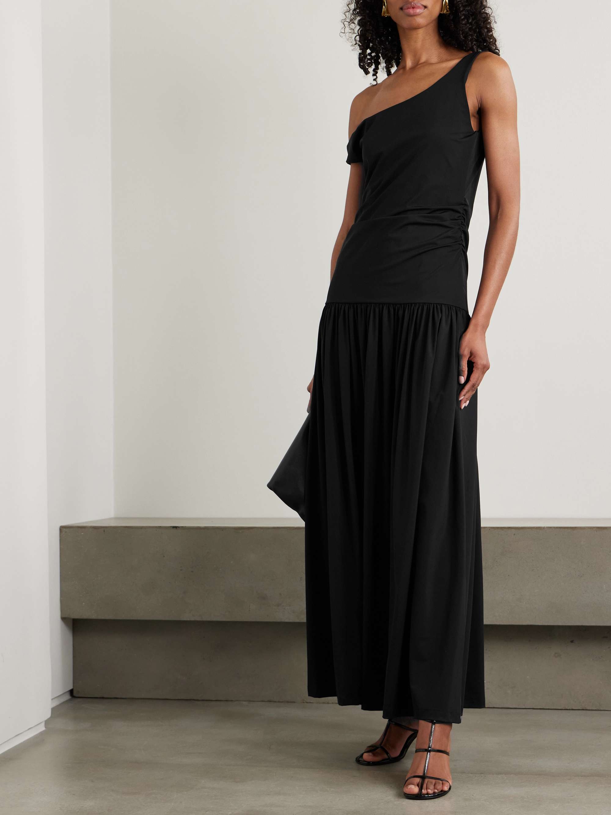 Off-the-shoulder ruched gathered stretch-jersey maxi dress view