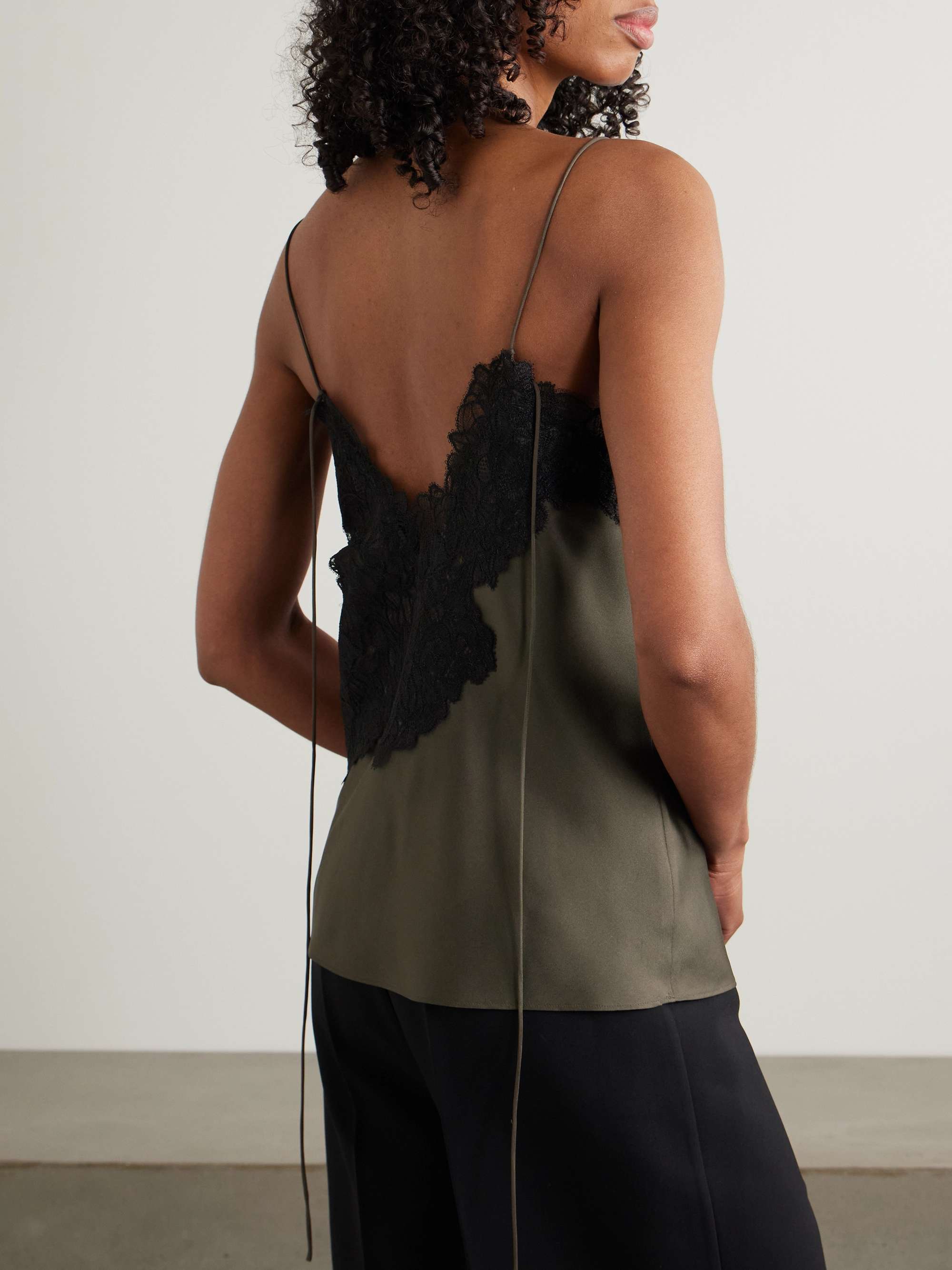 Lace-trimmed silk camisole view