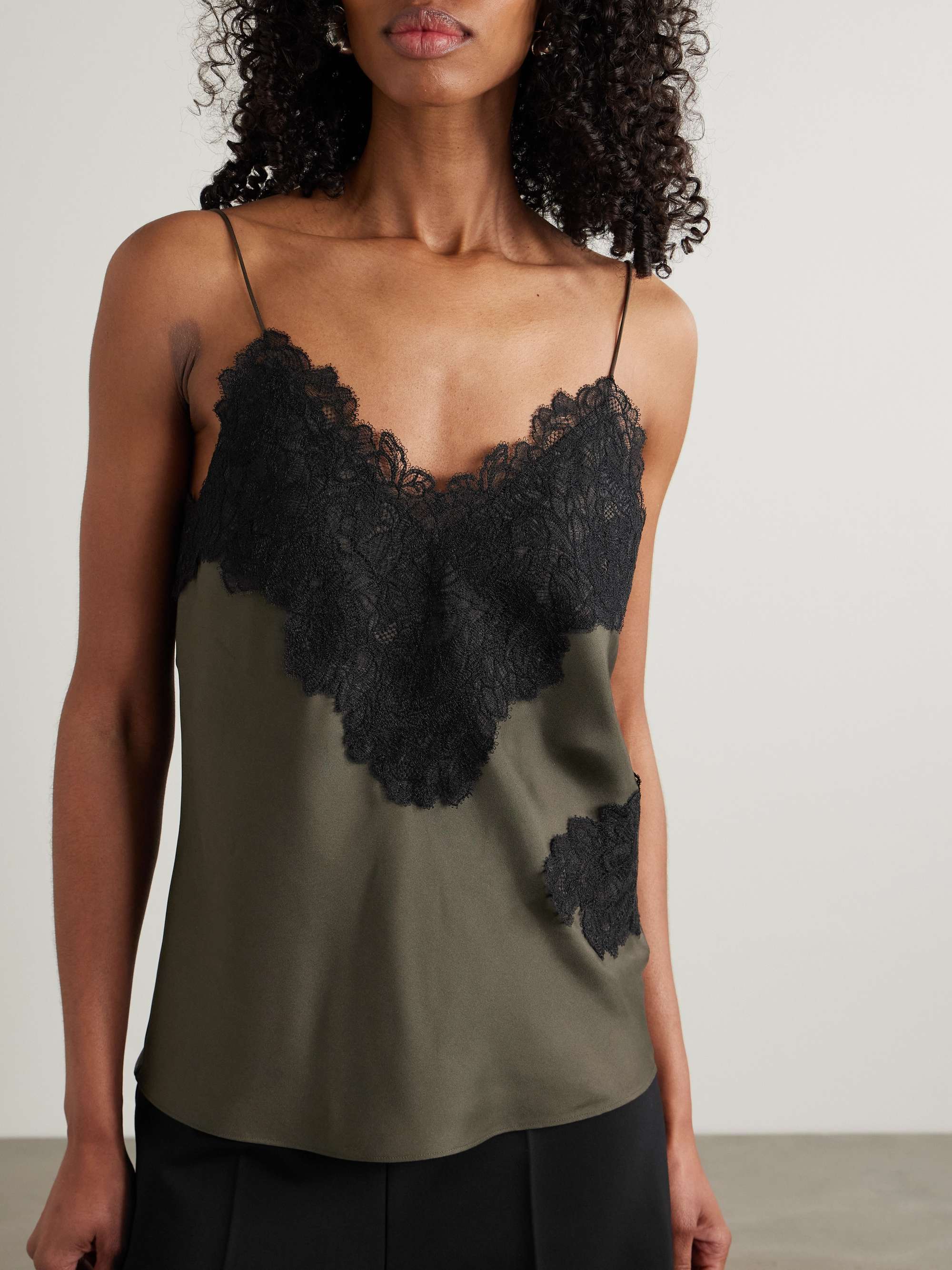 Lace-trimmed silk camisole view