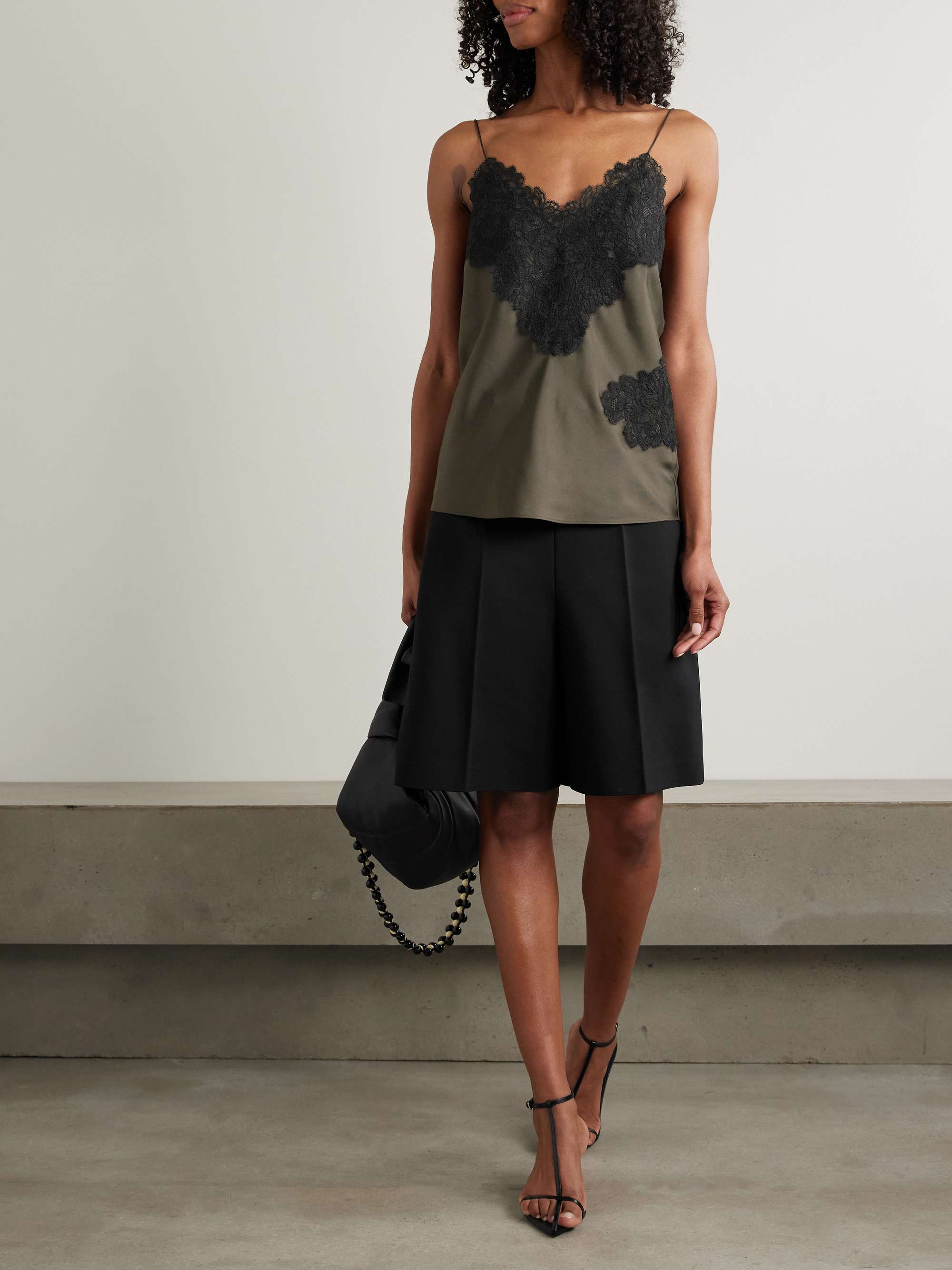 Lace-trimmed silk camisole view
