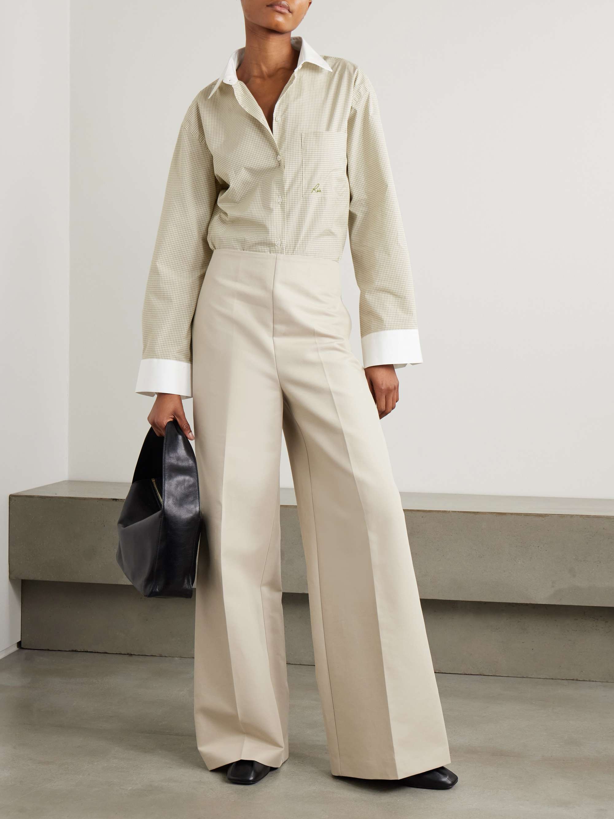 Checked cotton-poplin shirt view