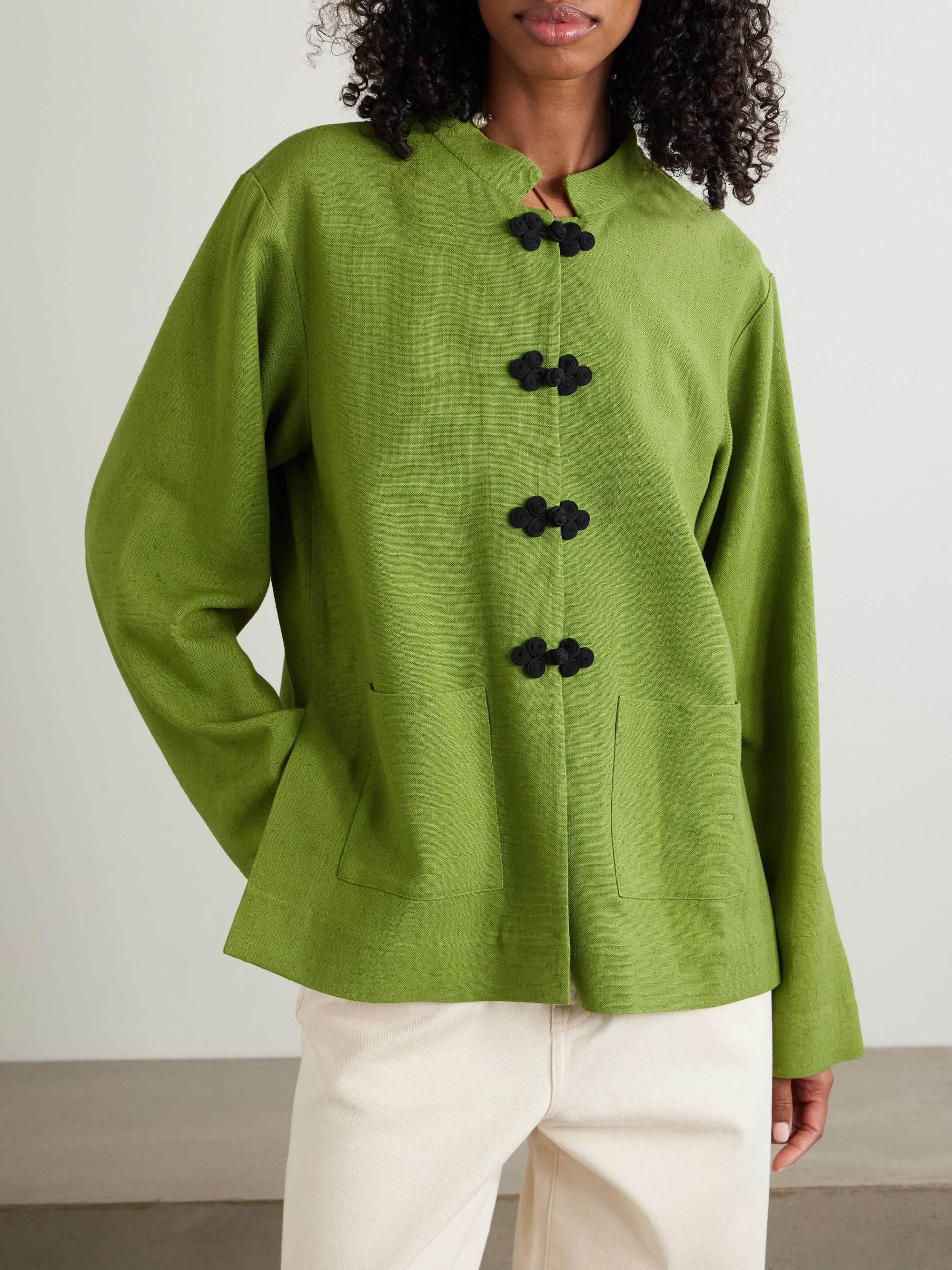 Mandarin twill jacket view
