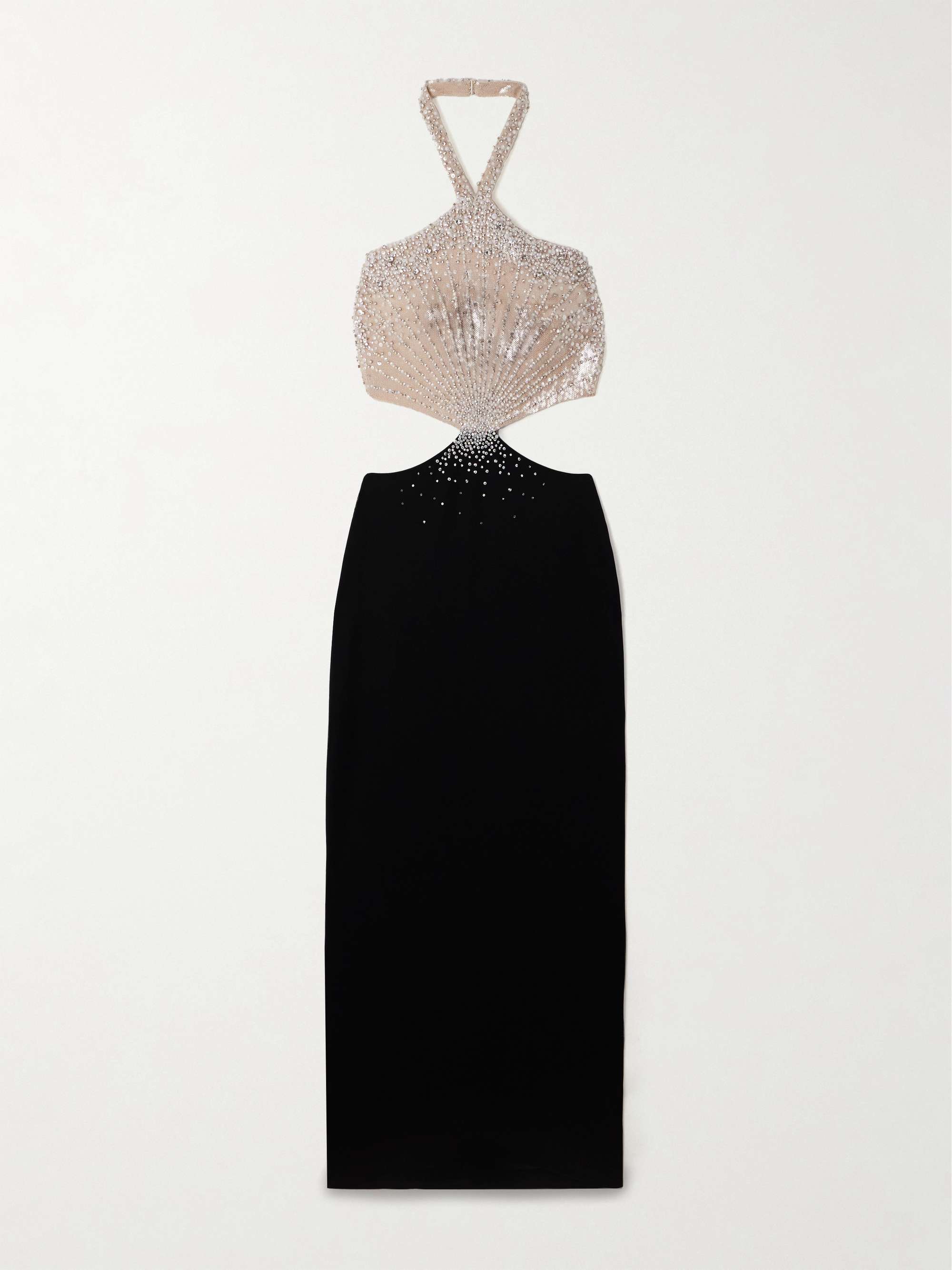 Som two-tone cutout crystal and sequin-embellished crepe halterneck gown view