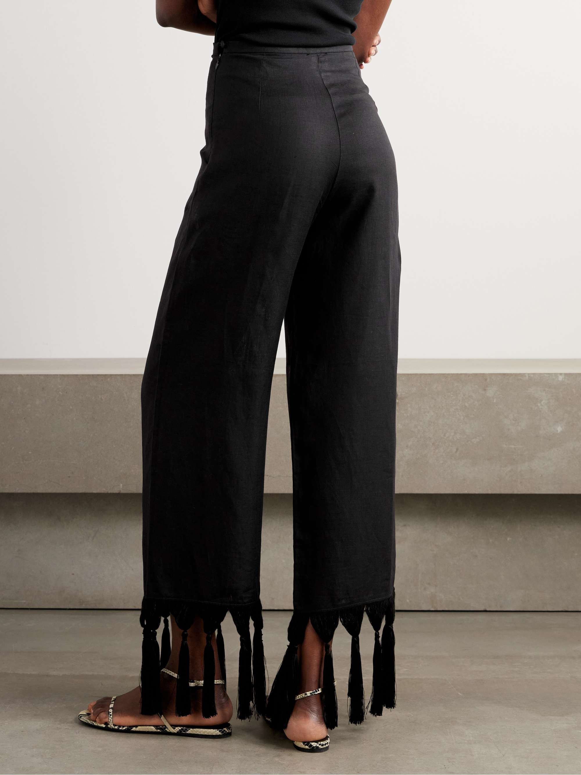 Marlino tasseled linen wide-leg pants view