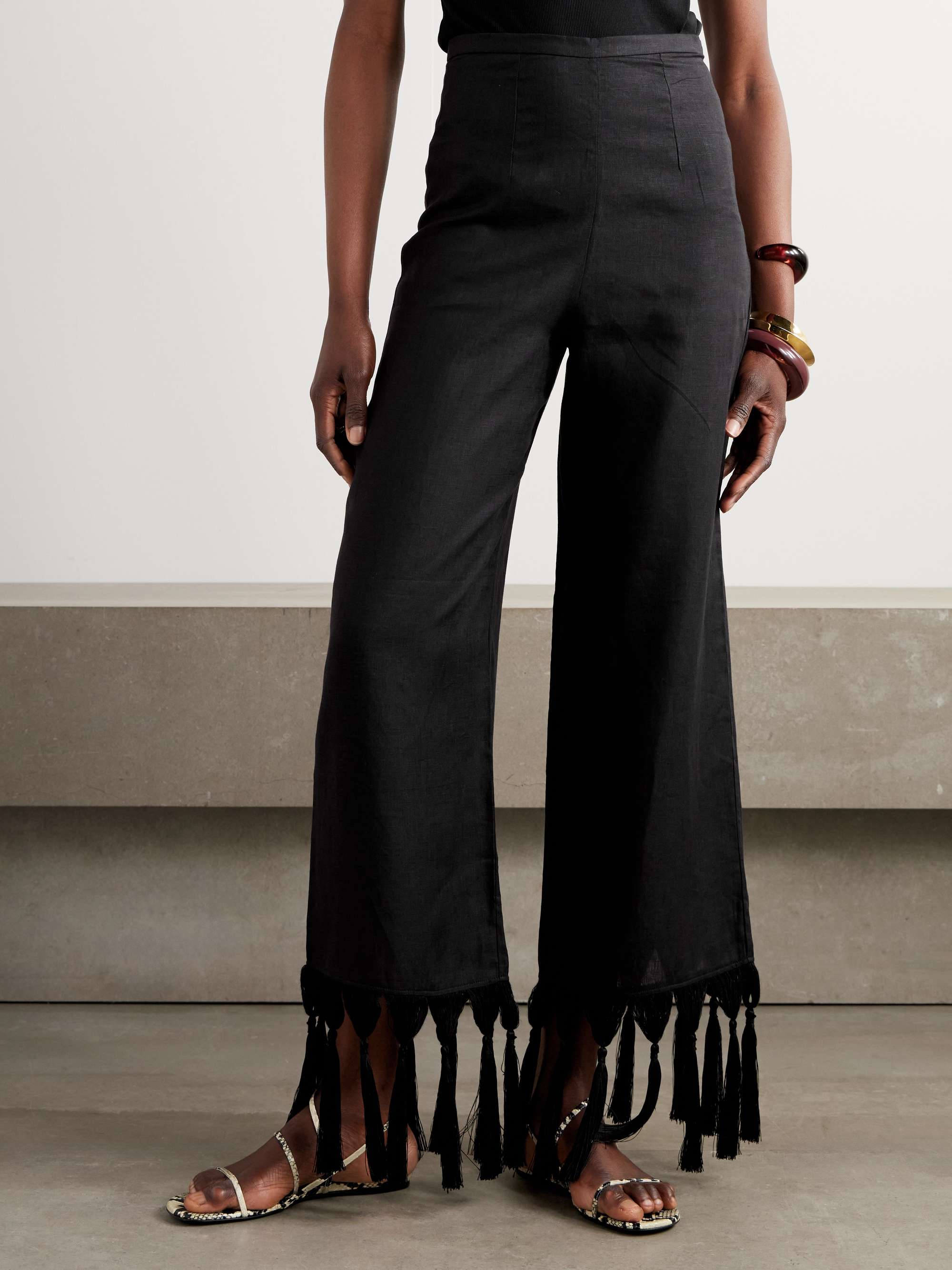 Marlino tasseled linen wide-leg pants view