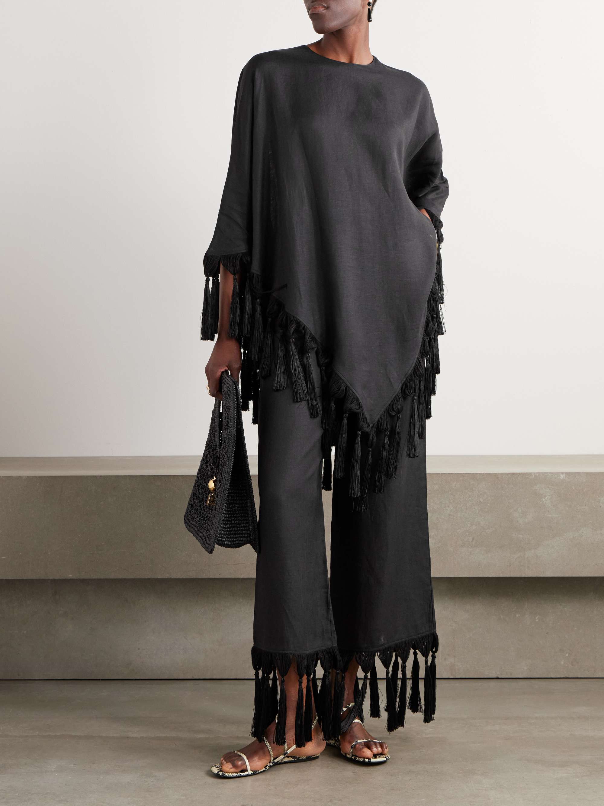 Marlino tasseled linen wide-leg pants view