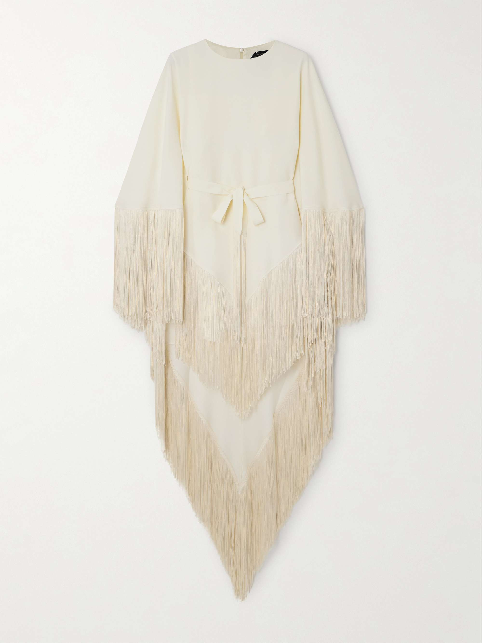 1974 belted fringed crepe kaftan view
