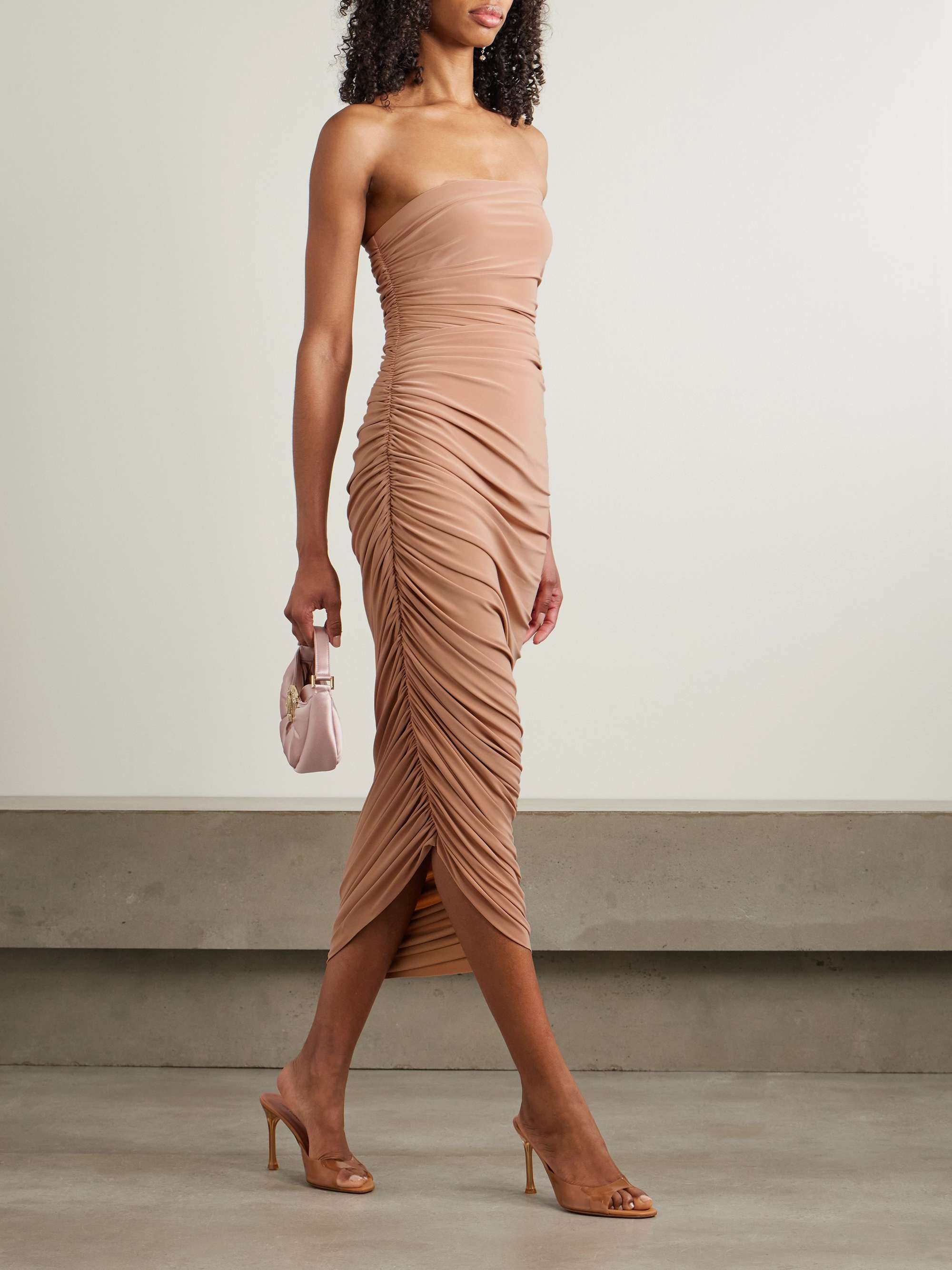 Diana strapless draped stretch-jersey midi dress view