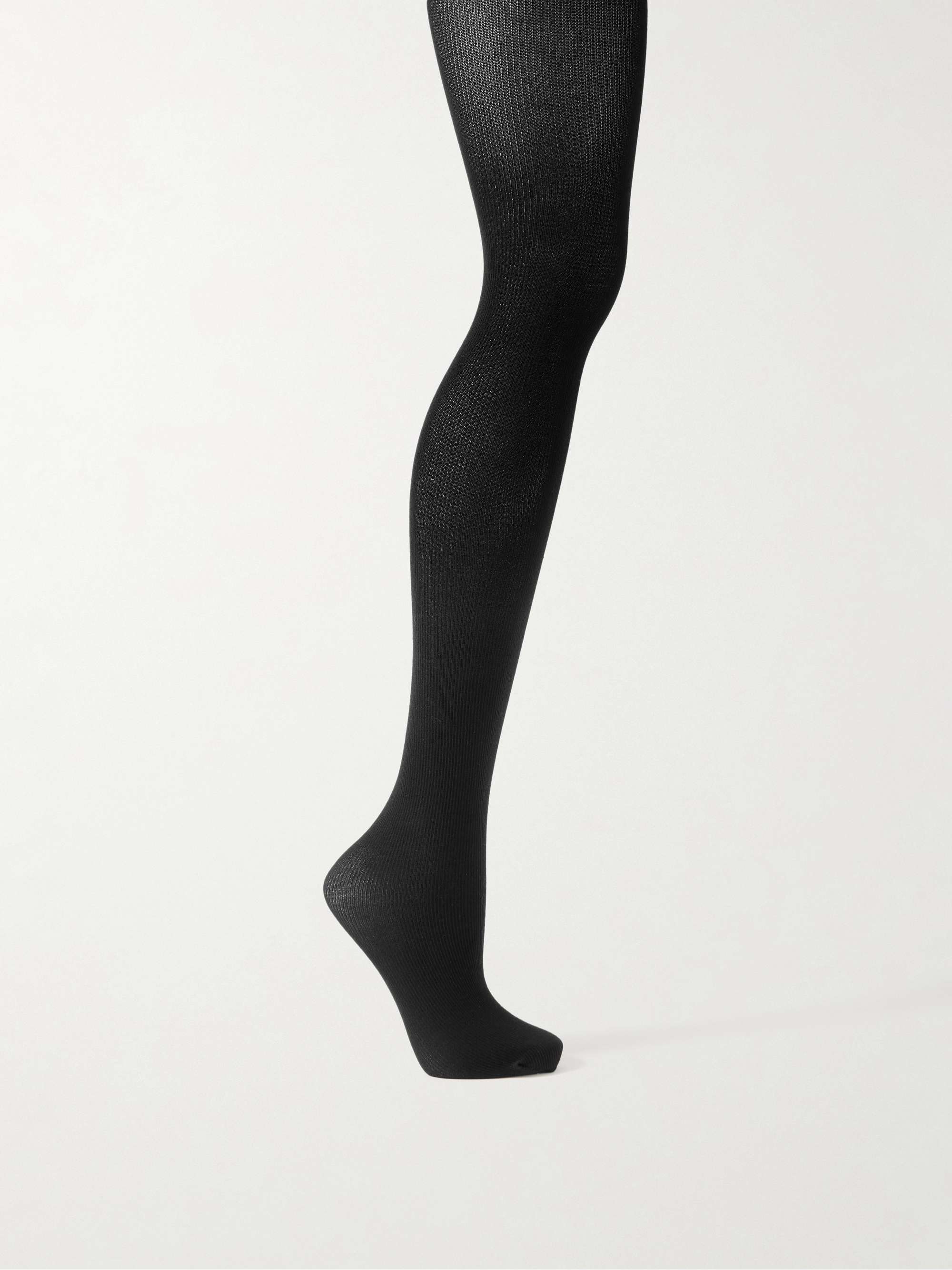 Ribbed-knit tights view