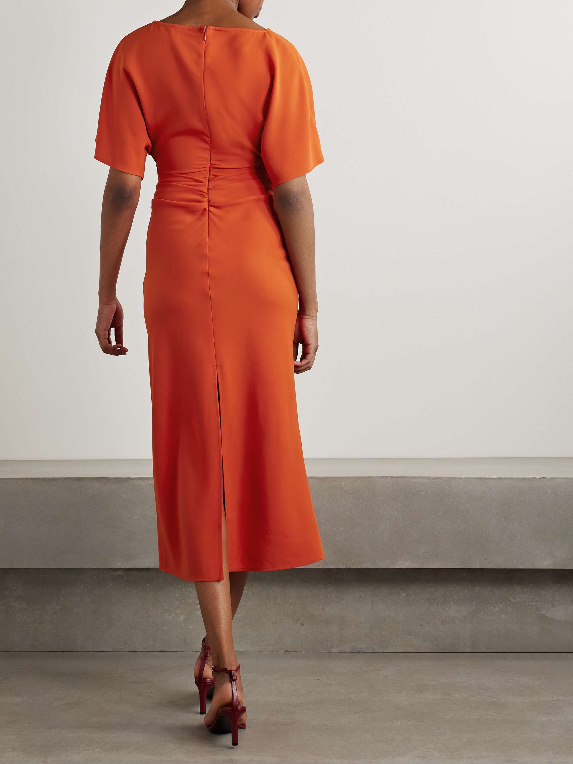 Amelie ruched crepe midi dress view