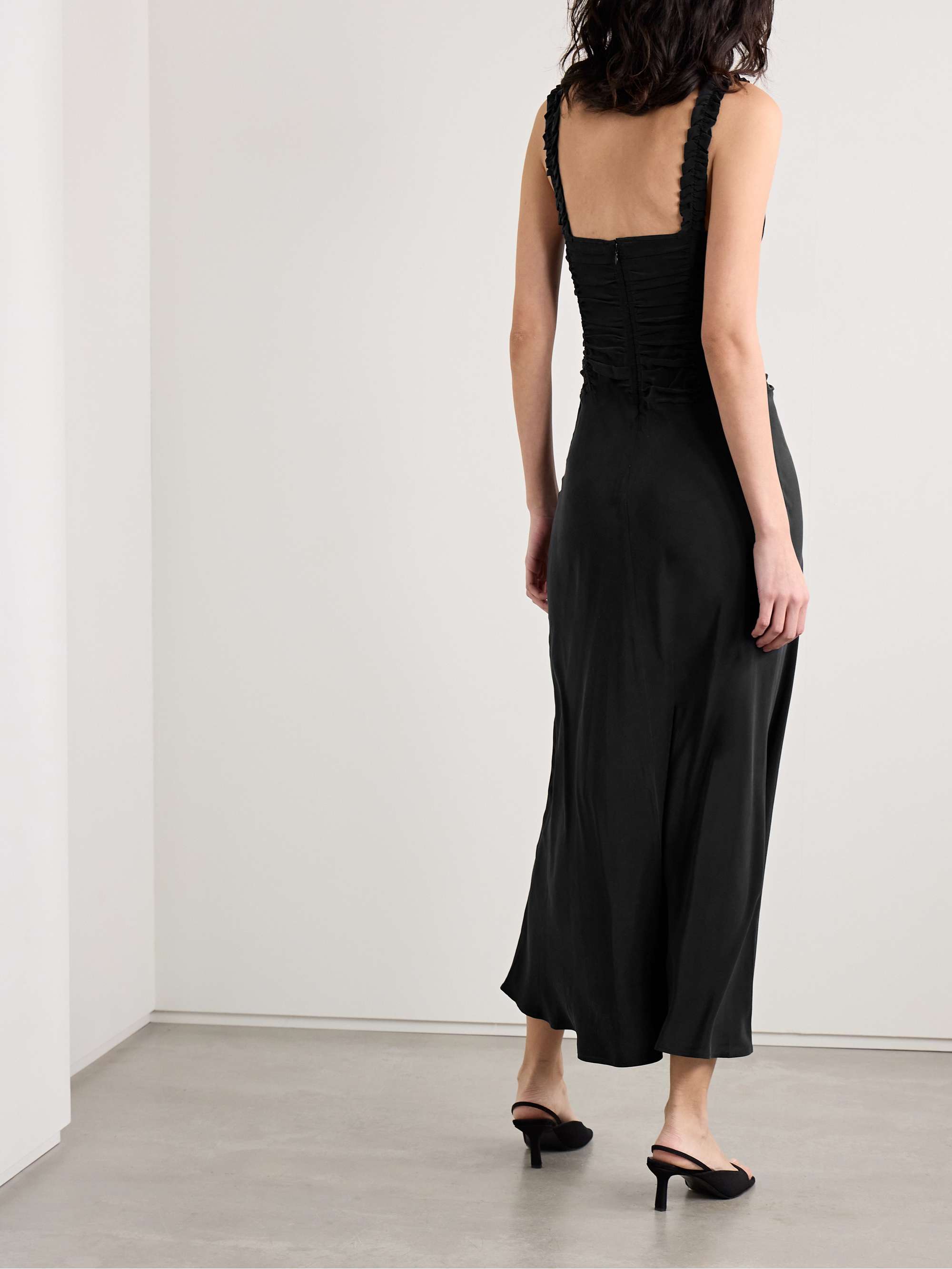 Nic ruched washed-silk maxi dress view