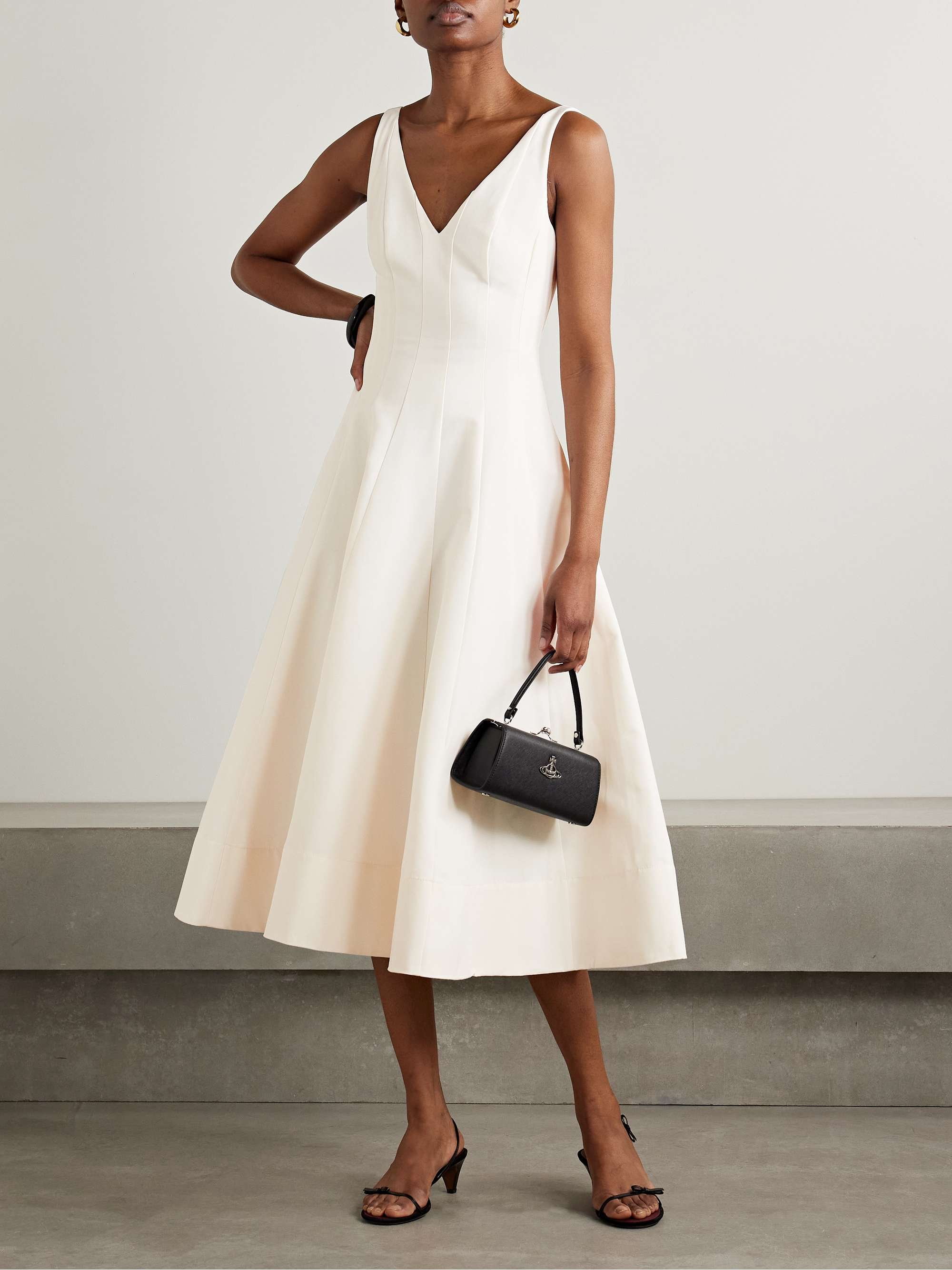 Marieta paneled cotton-blend faille midi dress view