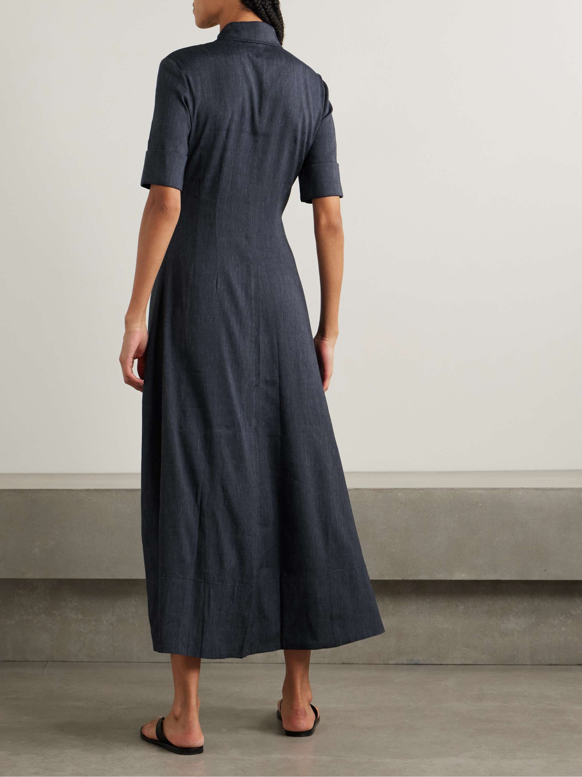 Joan linen-blend chambray midi shirt dress view