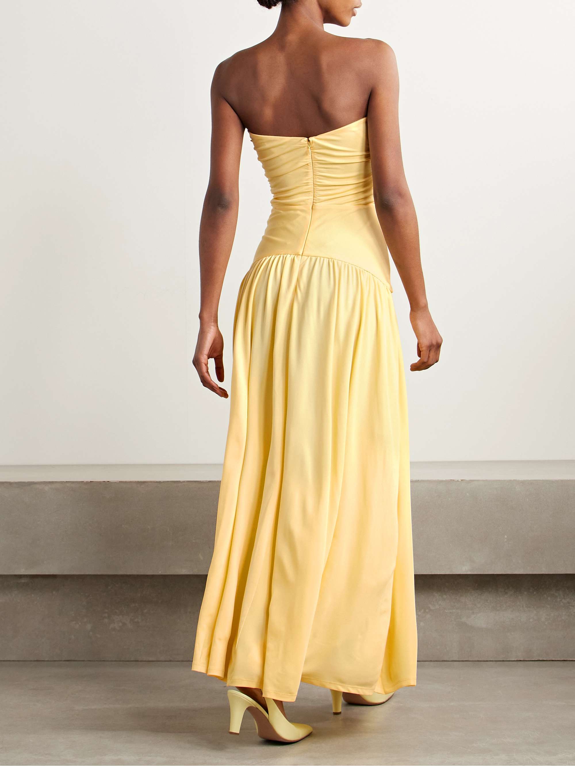 Mariana strapless gathered jersey maxi dress view