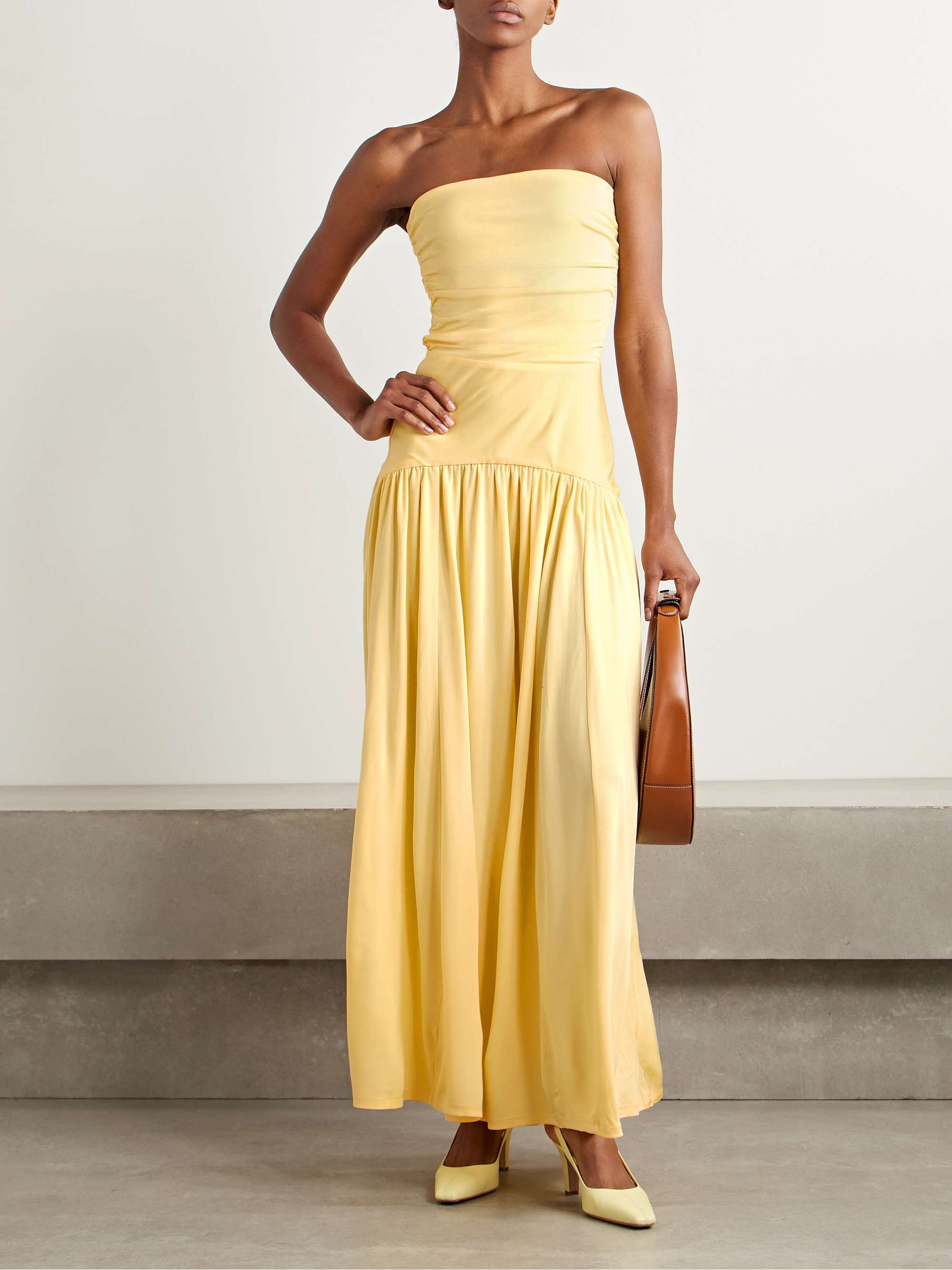 Mariana strapless gathered jersey maxi dress view