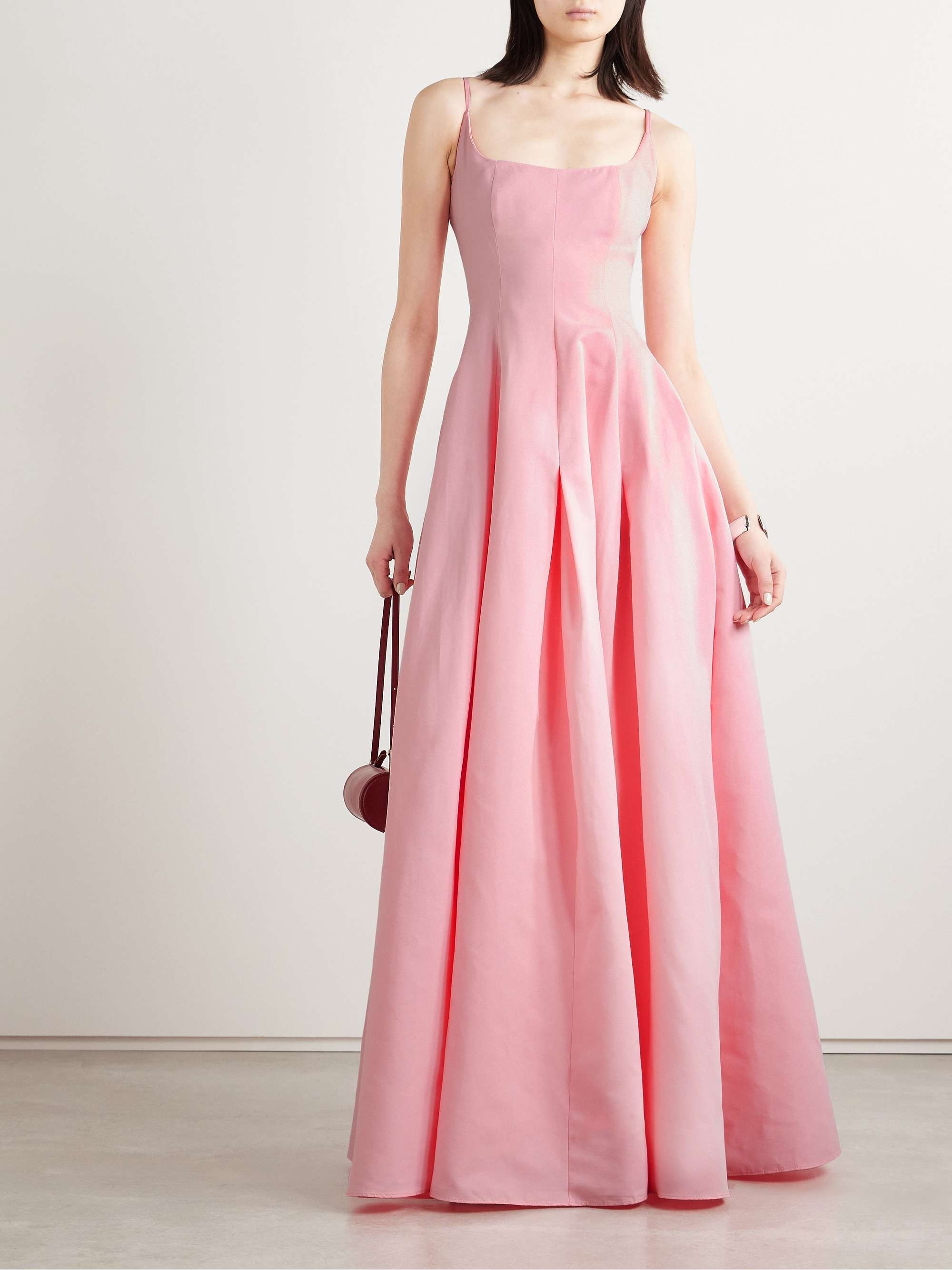 Joy pleated cotton-blend faille maxi dress view
