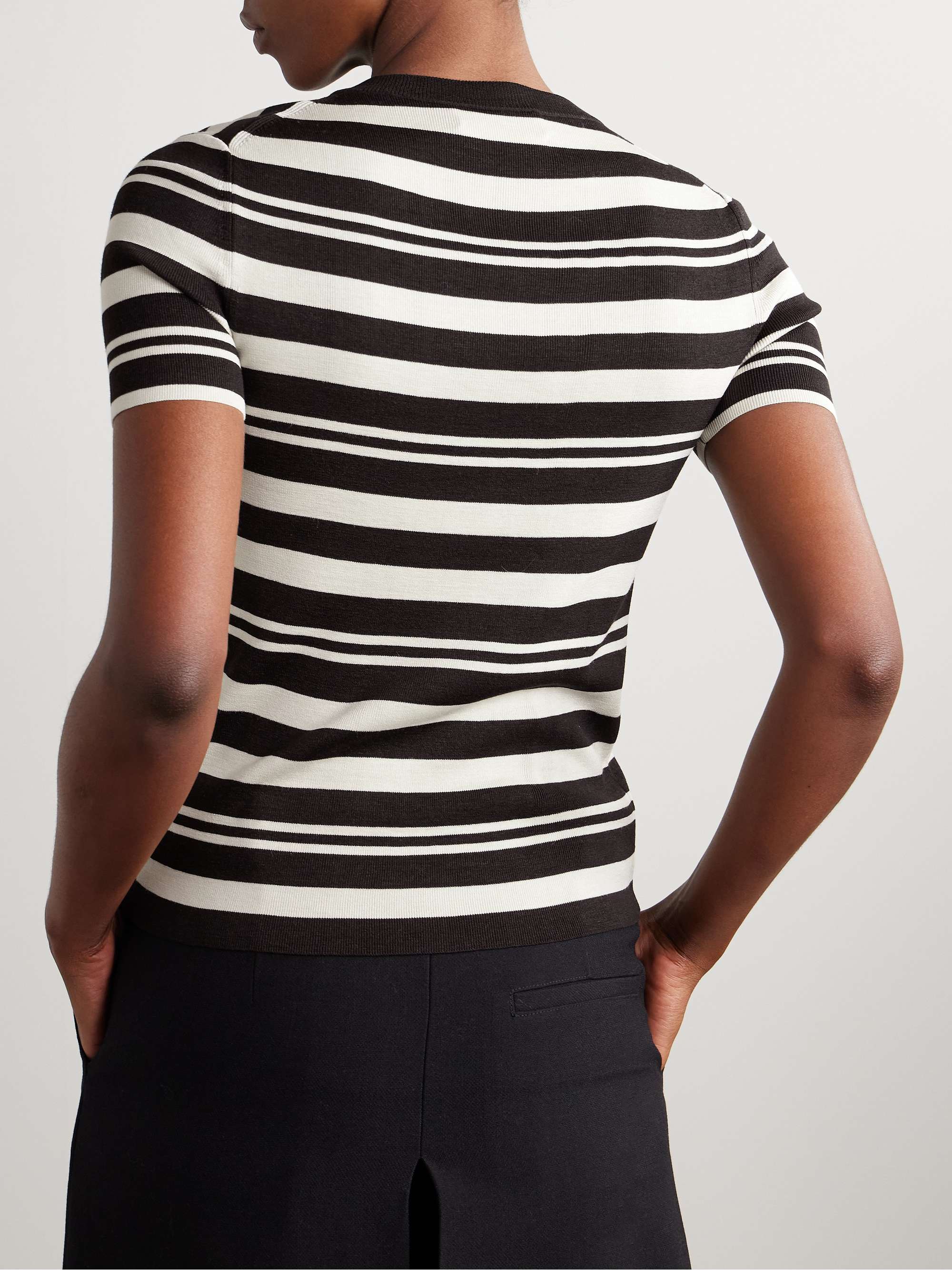 Oaklynn striped silk-jersey top view