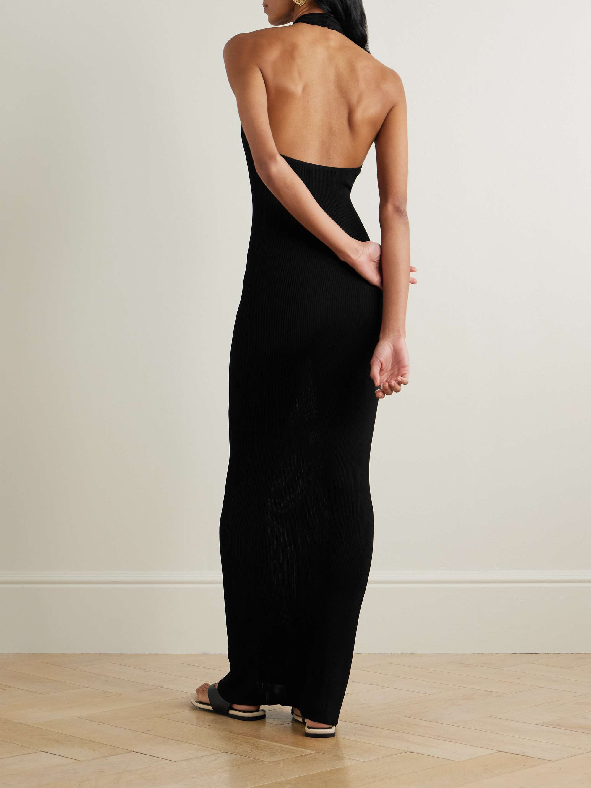 Gertrude ribbed-knit halterneck maxi dress view